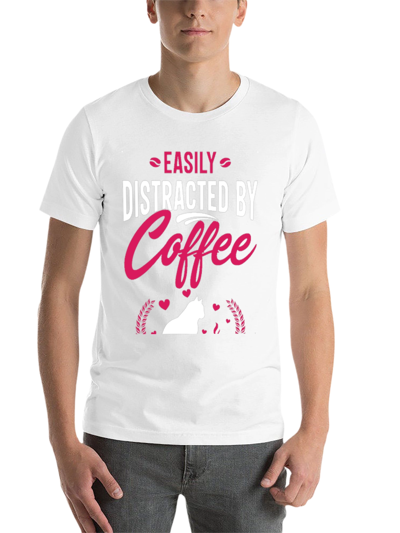 Black Easily Distracted by Coffee T-Shirt - Cat Lover Edition view 14