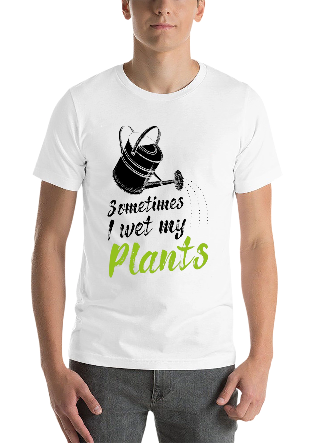 Black Funny "I Wet My Plants" Black Graphic T-Shirt view 14