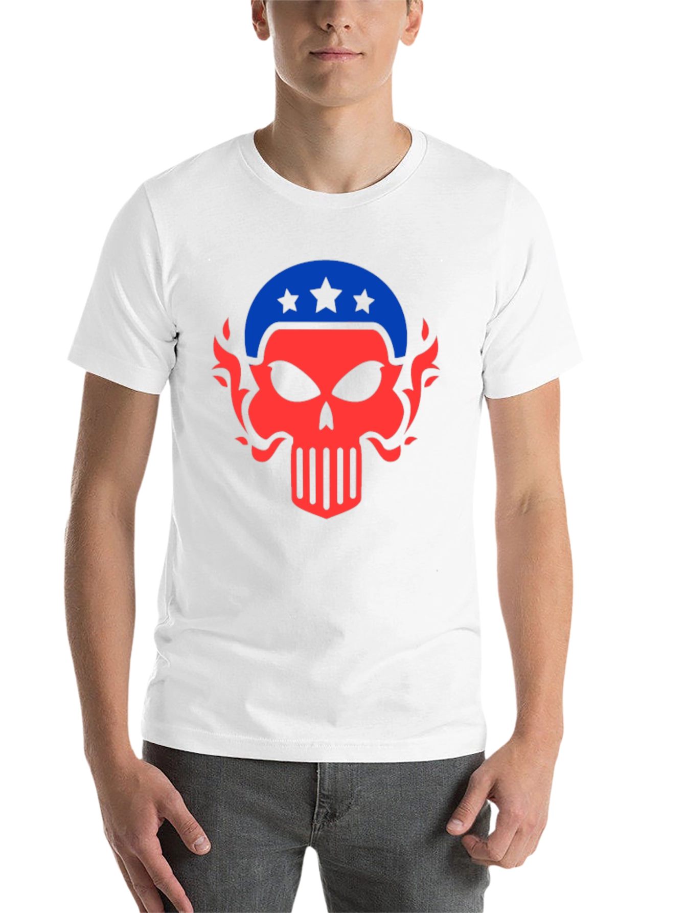 Black Patriotic Skull Graphic Tee - Men's Black T-Shirt view 14