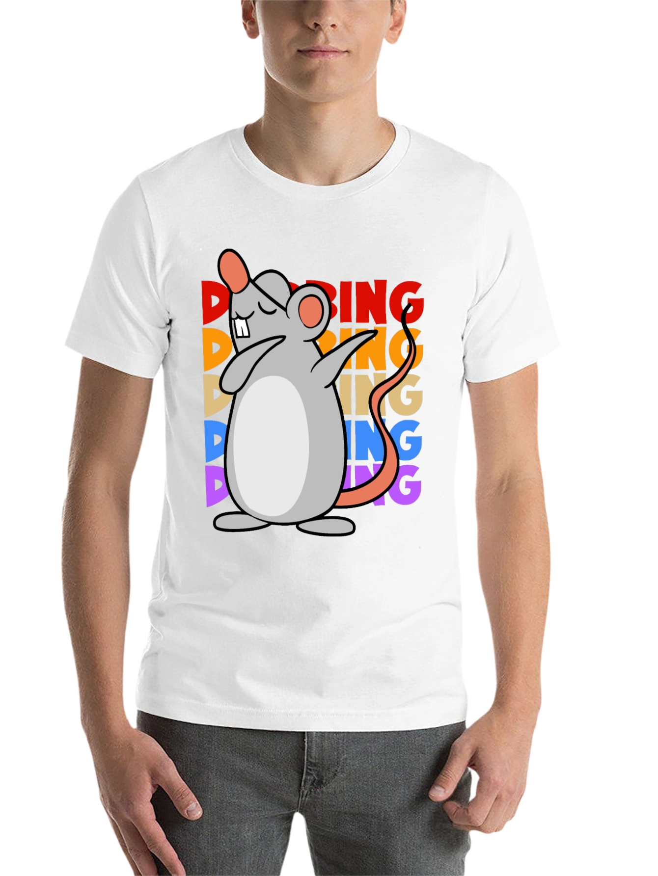 Black Dabbing Mouse Graphic Tee - Unisex Black T-Shirt view 14