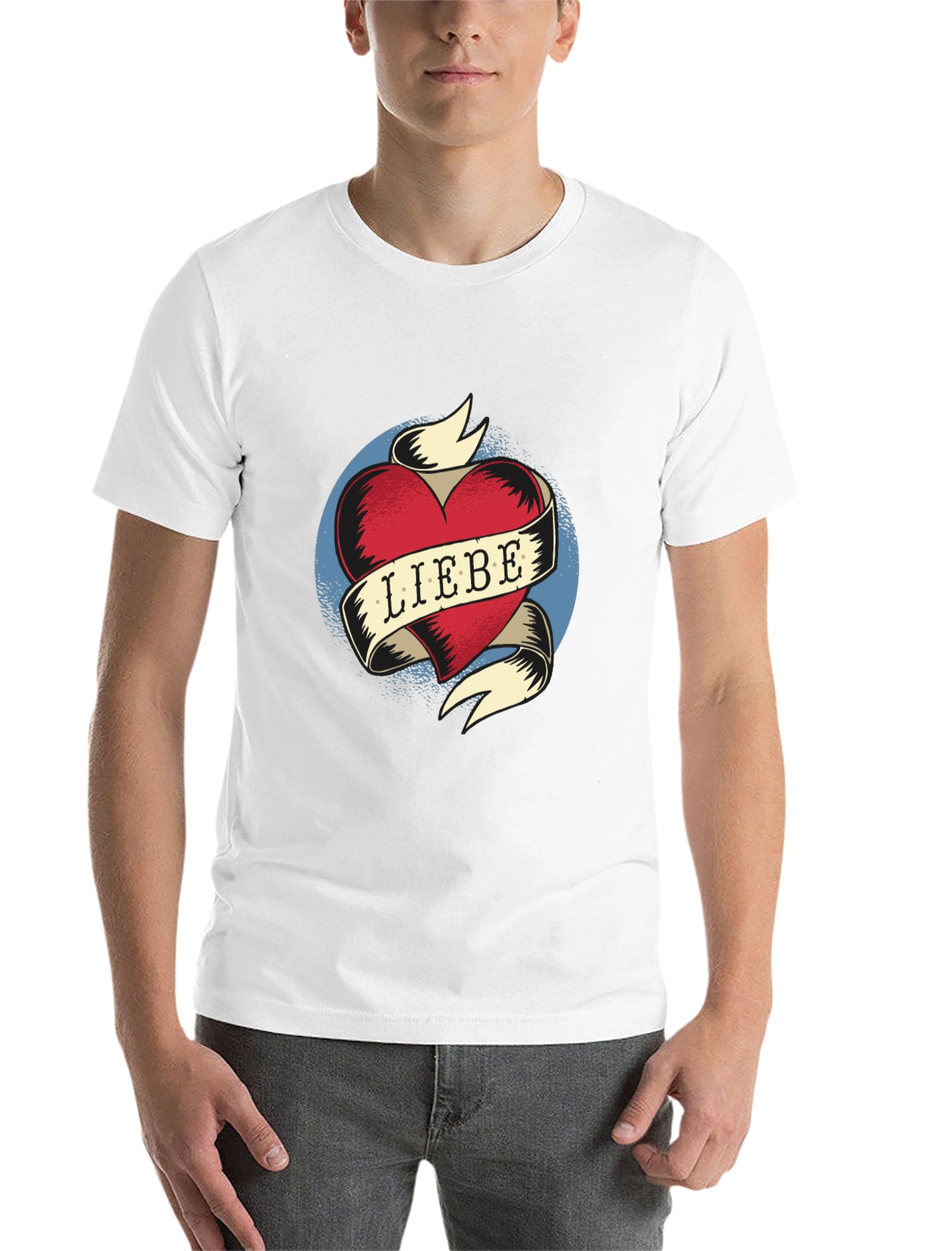Black Liebe Heart Tattoo Graphic T-Shirt view 14
