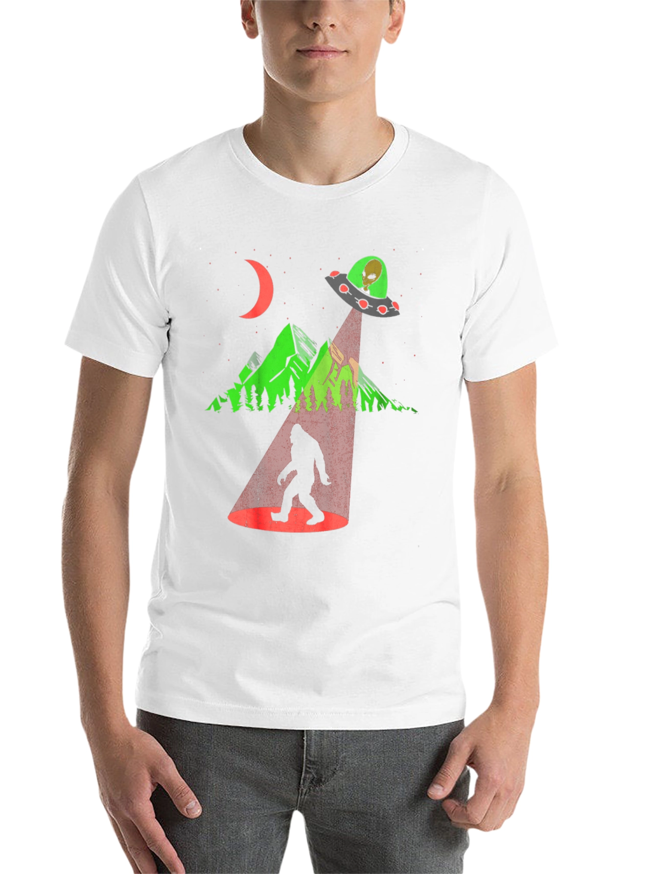 Black UFO Abduction Bigfoot Graphic Tee view 14