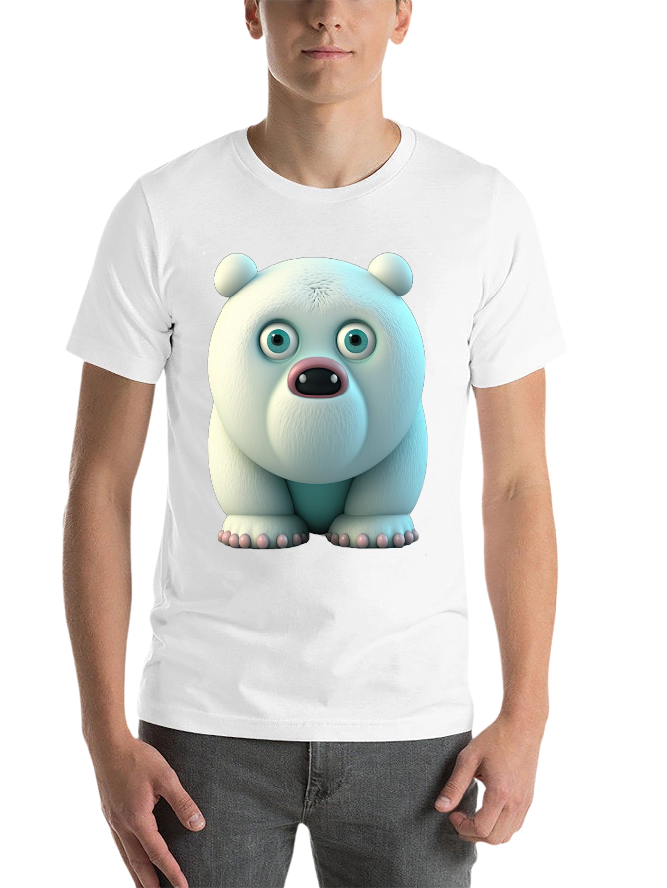 Black Cartoon Polar Bear Graphic Tee - Unique Animal Design view 14