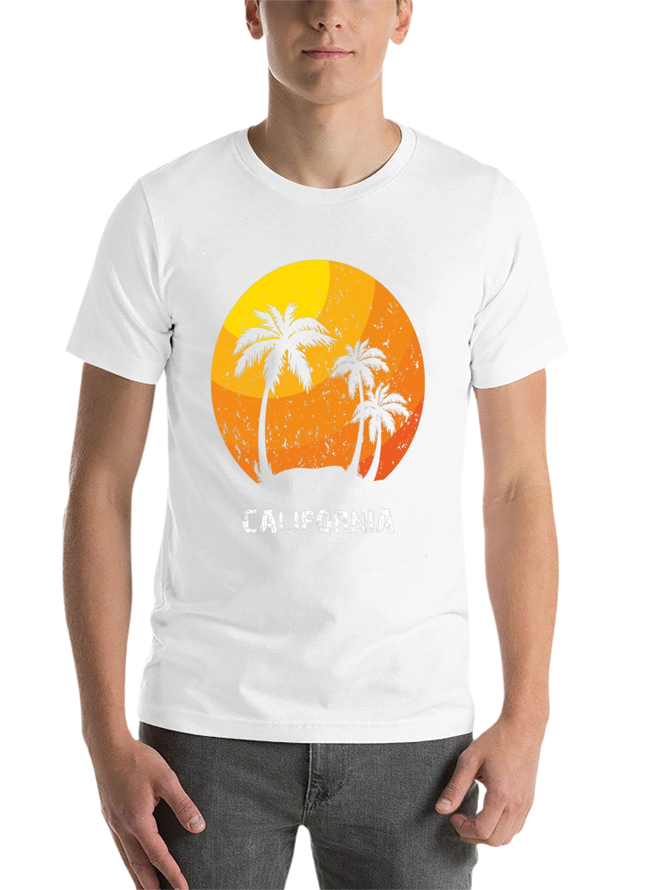 Black California Palm Tree Sunset Graphic T-Shirt view 14
