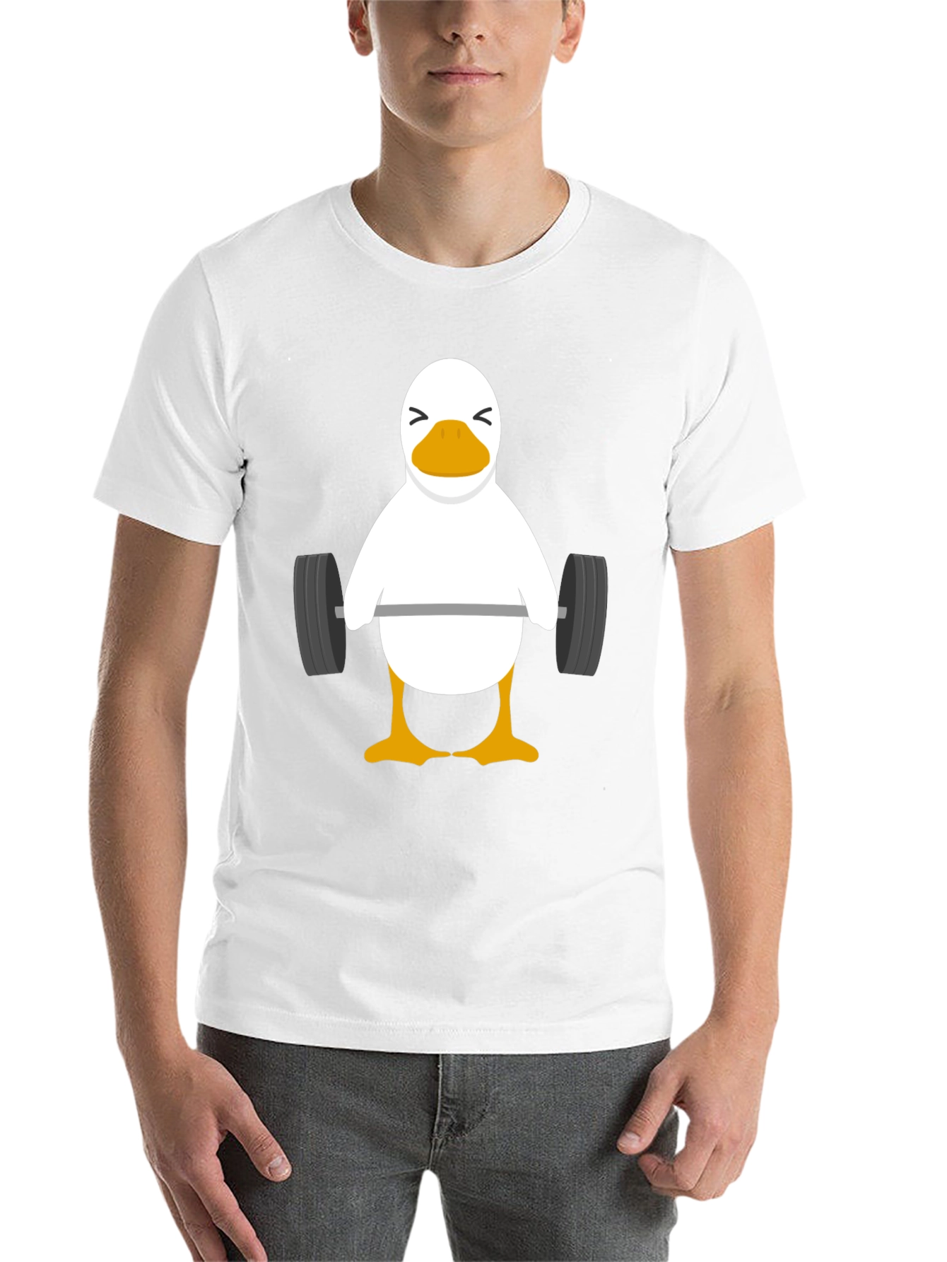 Black Funny Weightlifting Duck Graphic T-Shirt view 14