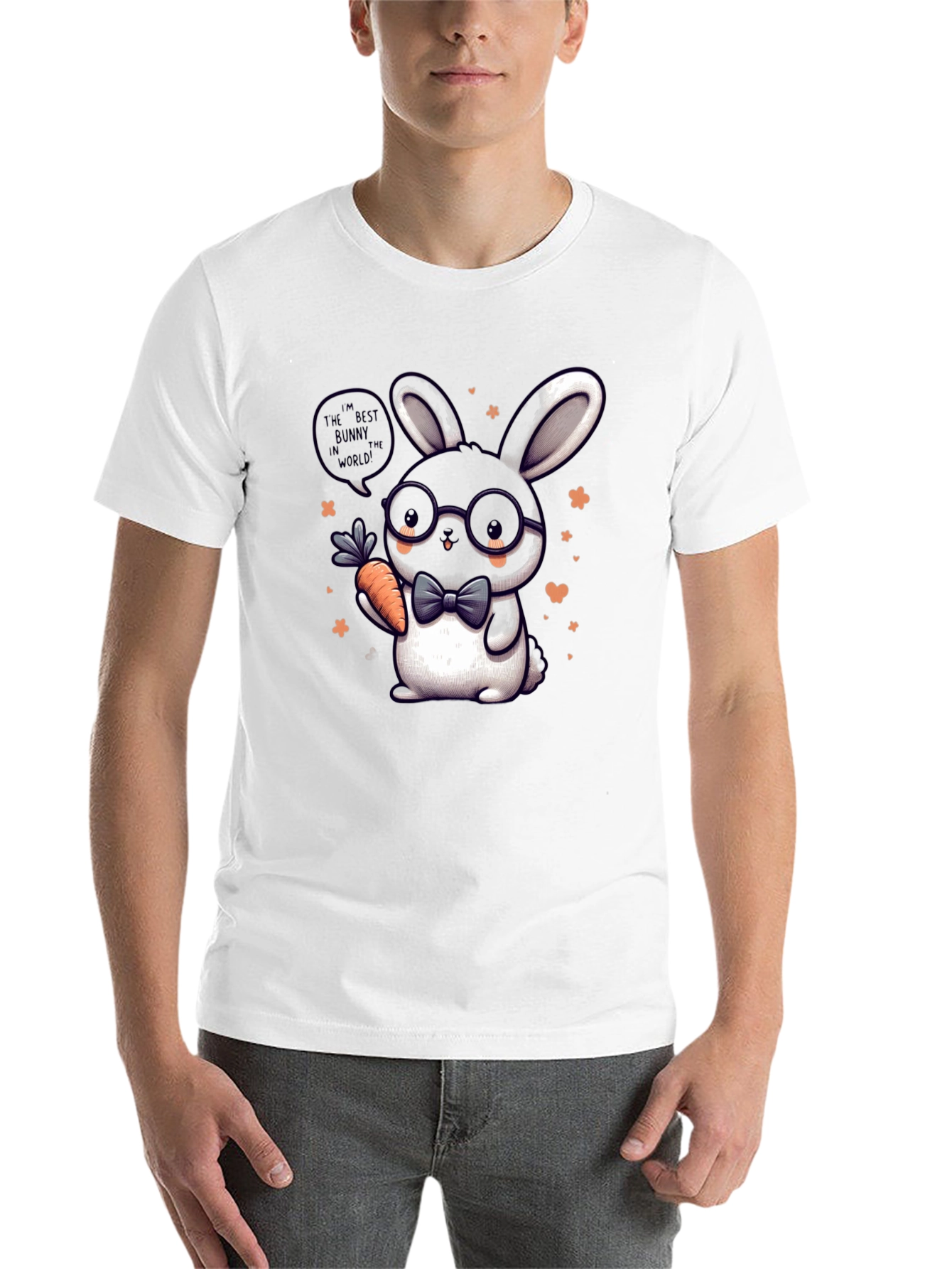 Black Cute Bunny Graphic Tee - Best Bunny in the World T-Shirt view 14