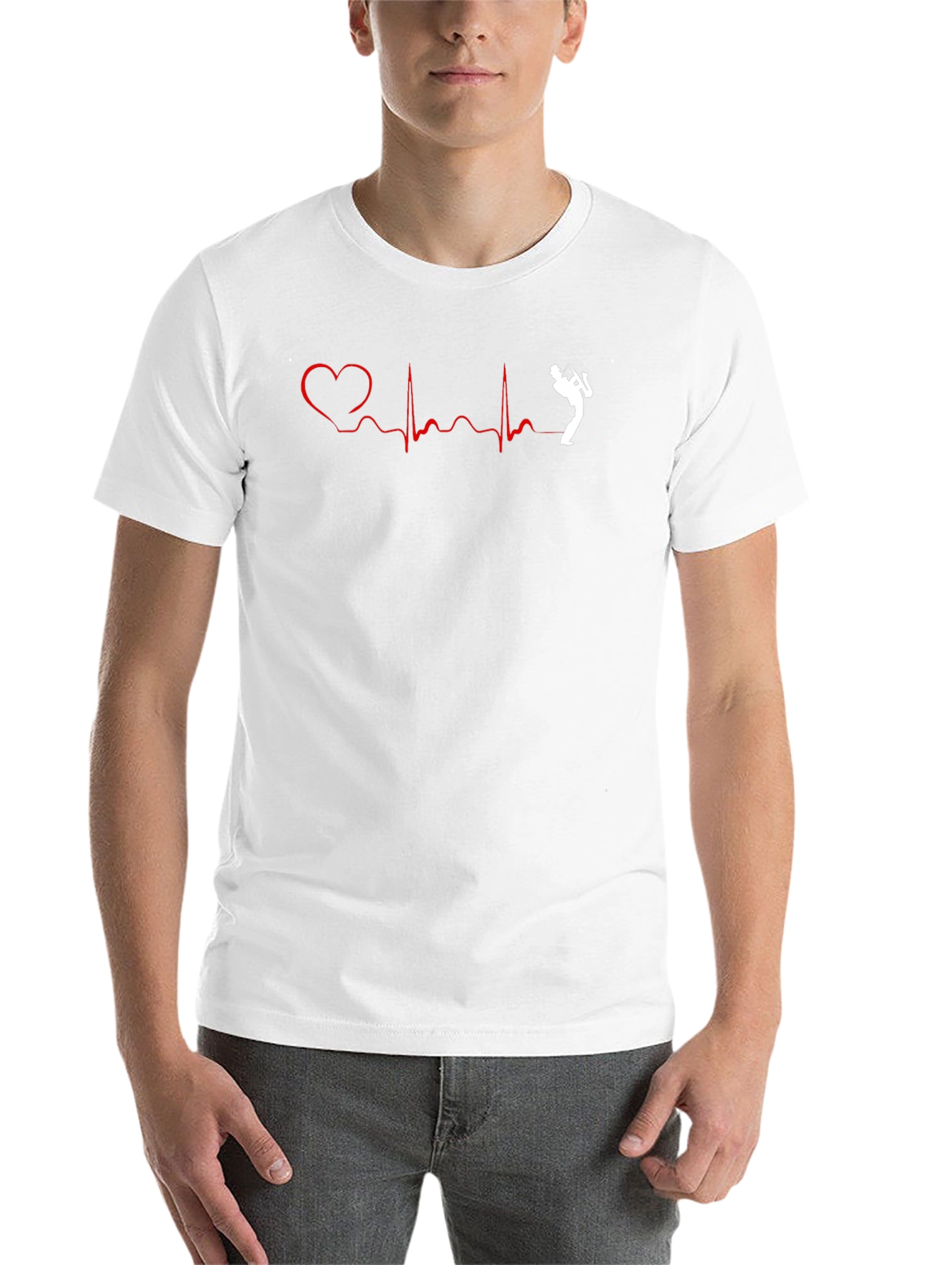 Black Saxophone Heartbeat T-Shirt - Music Lover Tee view 14