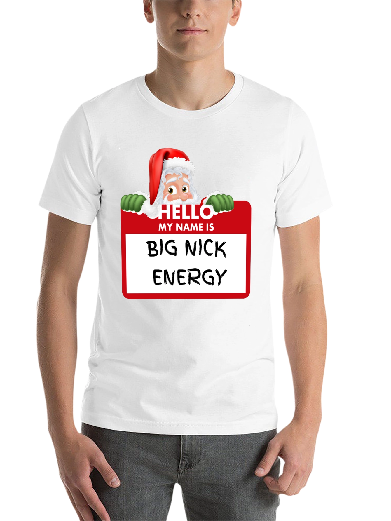 Black Big Nick Energy Santa Holiday T-Shirt view 14