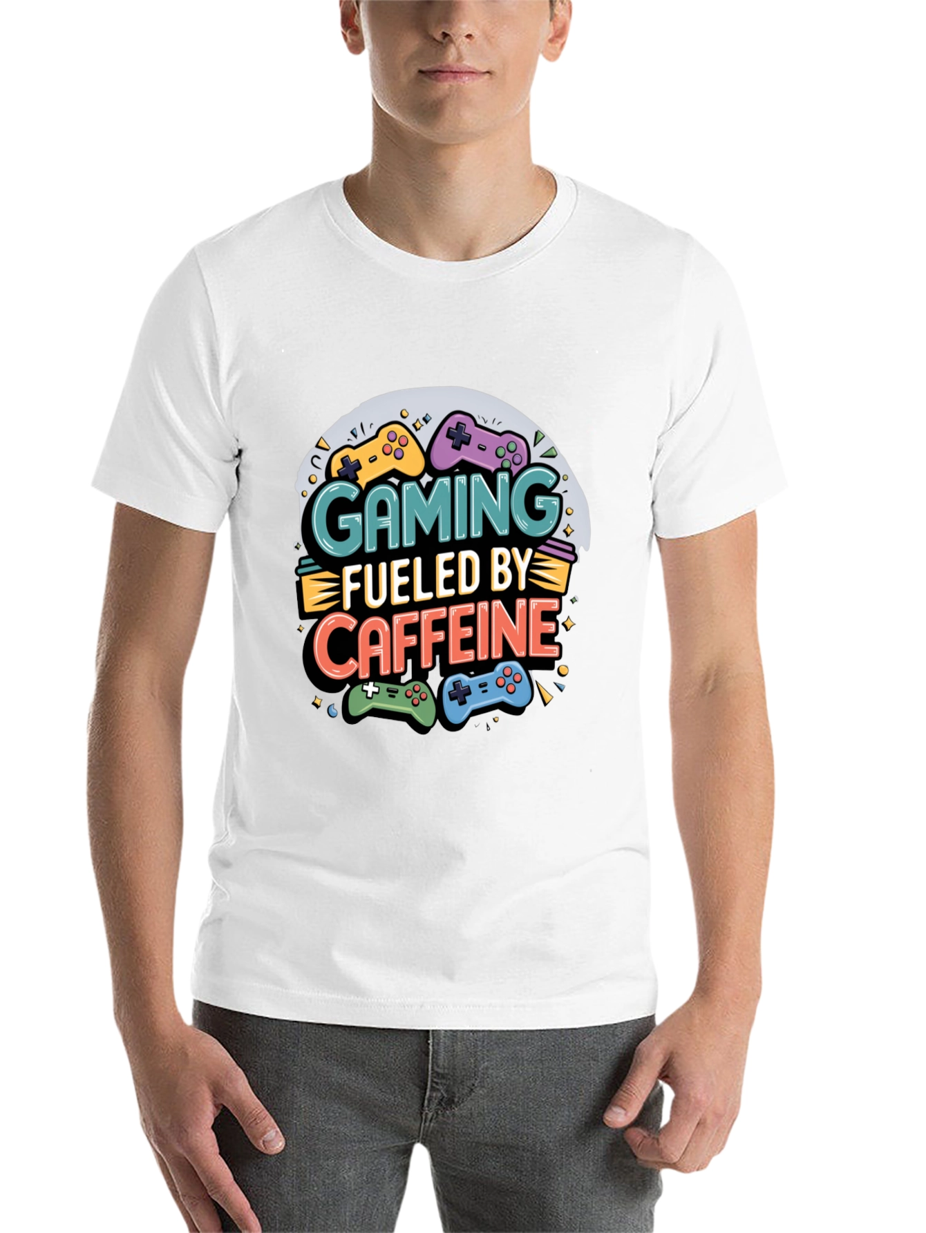 Black Gaming Fueled by Caffeine Graphic T-Shirt view 14