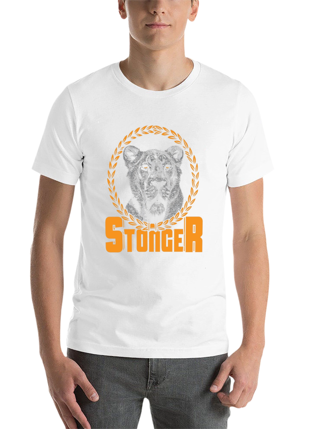 Black Stonger Lion Graphic Tee - Black view 14