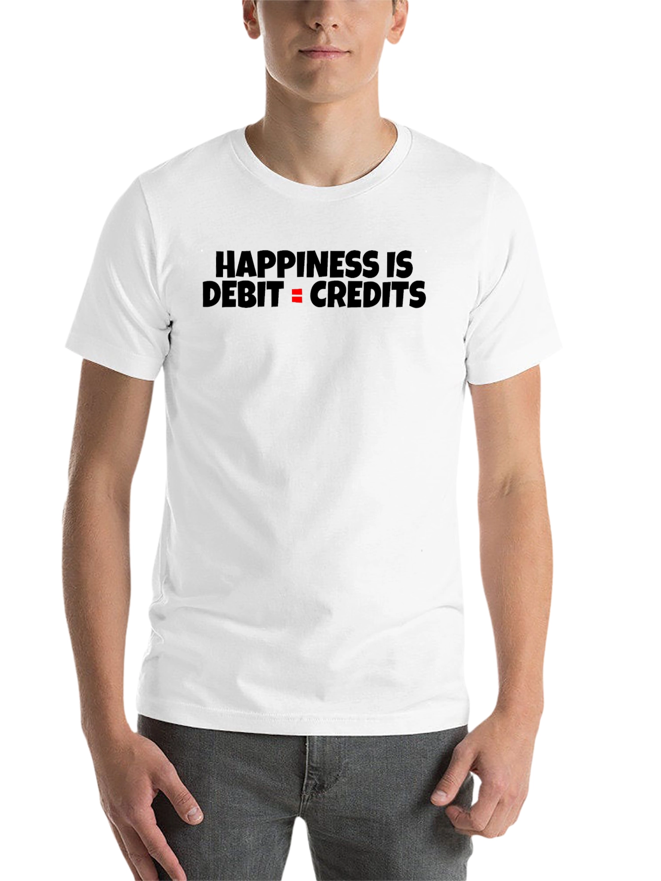 Black Happiness is Debit = Credits Black T-Shirt view 14