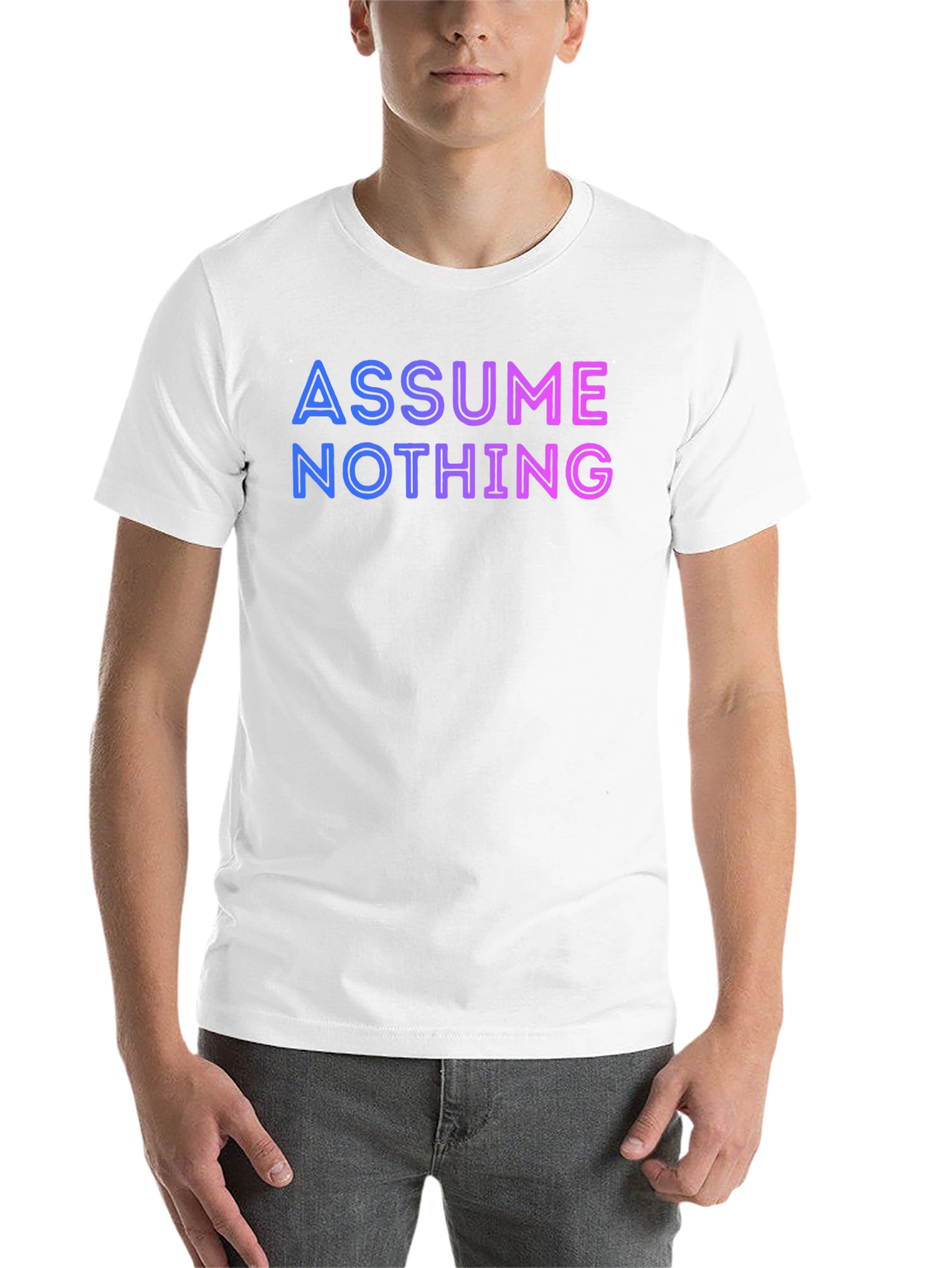 Black Assume Nothing T-Shirt - Gradient Lettering view 14