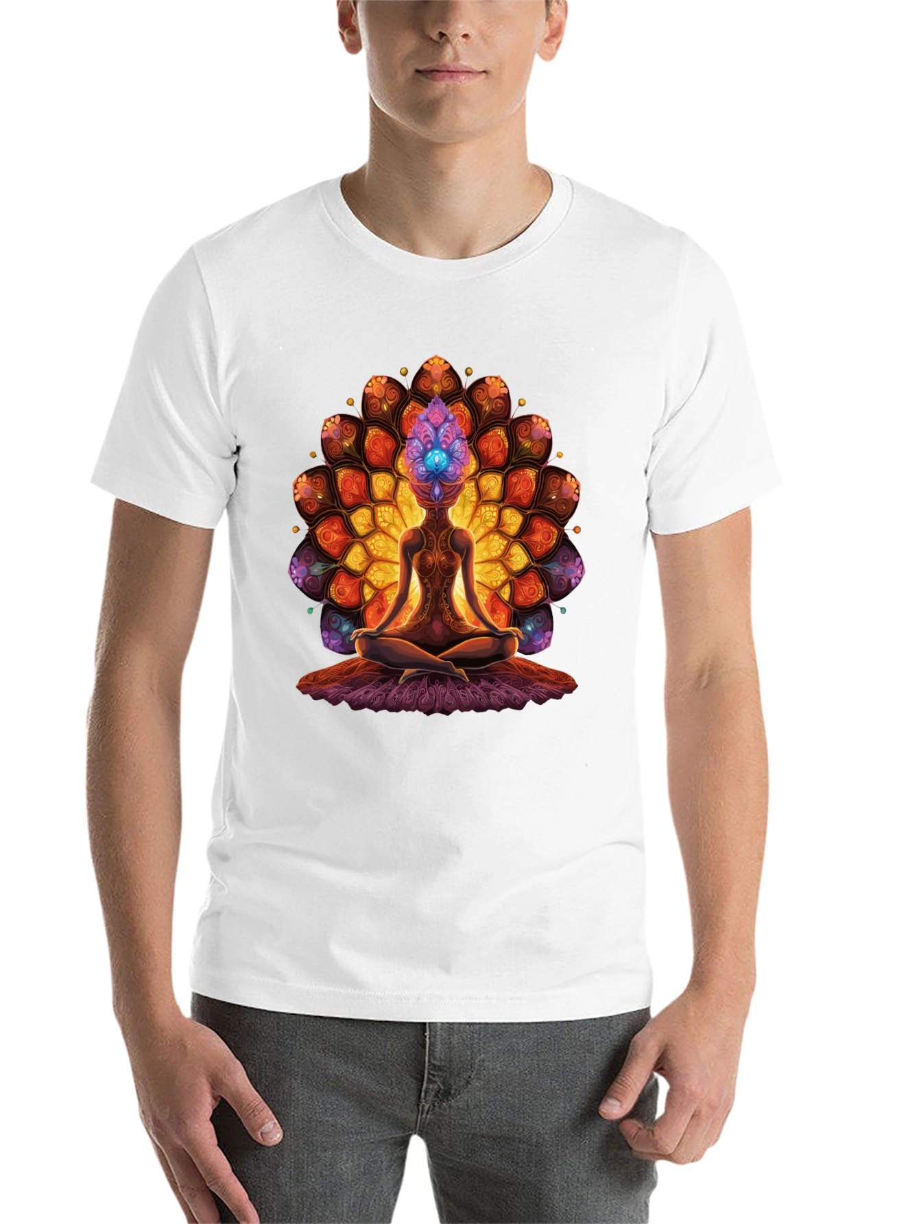 Black Meditative Mandala T-Shirt - Spiritual Design view 14