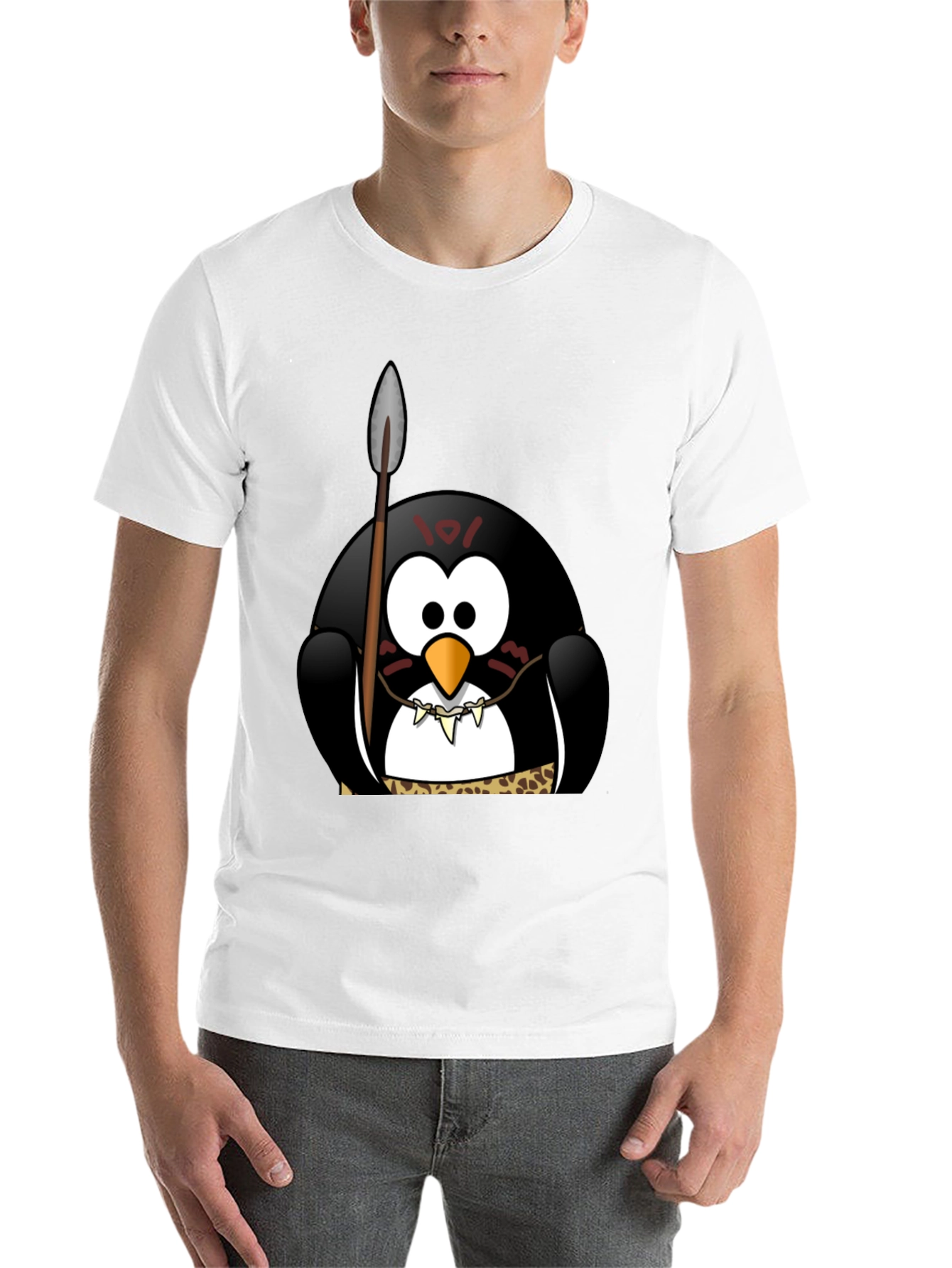 Black Tribal Penguin Graphic T-Shirt - Black Cotton Tee view 14