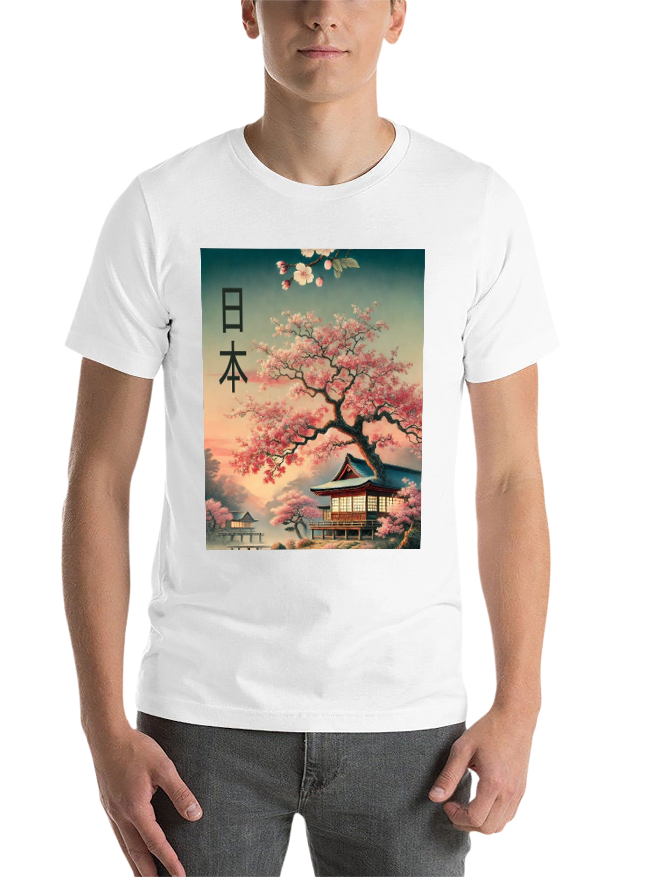 Black Japanese Cherry Blossom T-Shirt view 14
