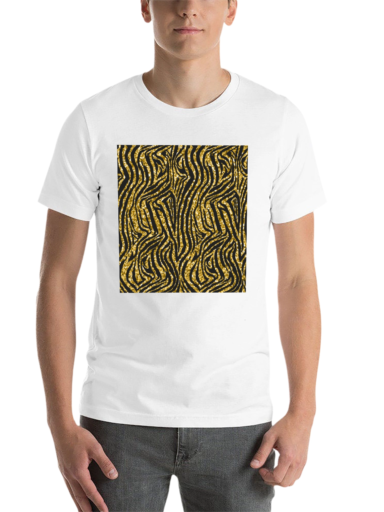 Black Gold Zebra Print Black T-Shirt view 14