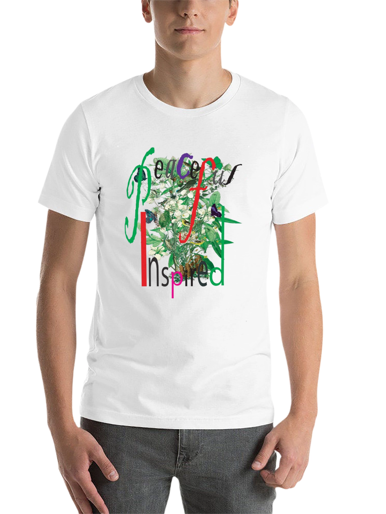Black Peace Inspired Floral Graphic T-Shirt view 14