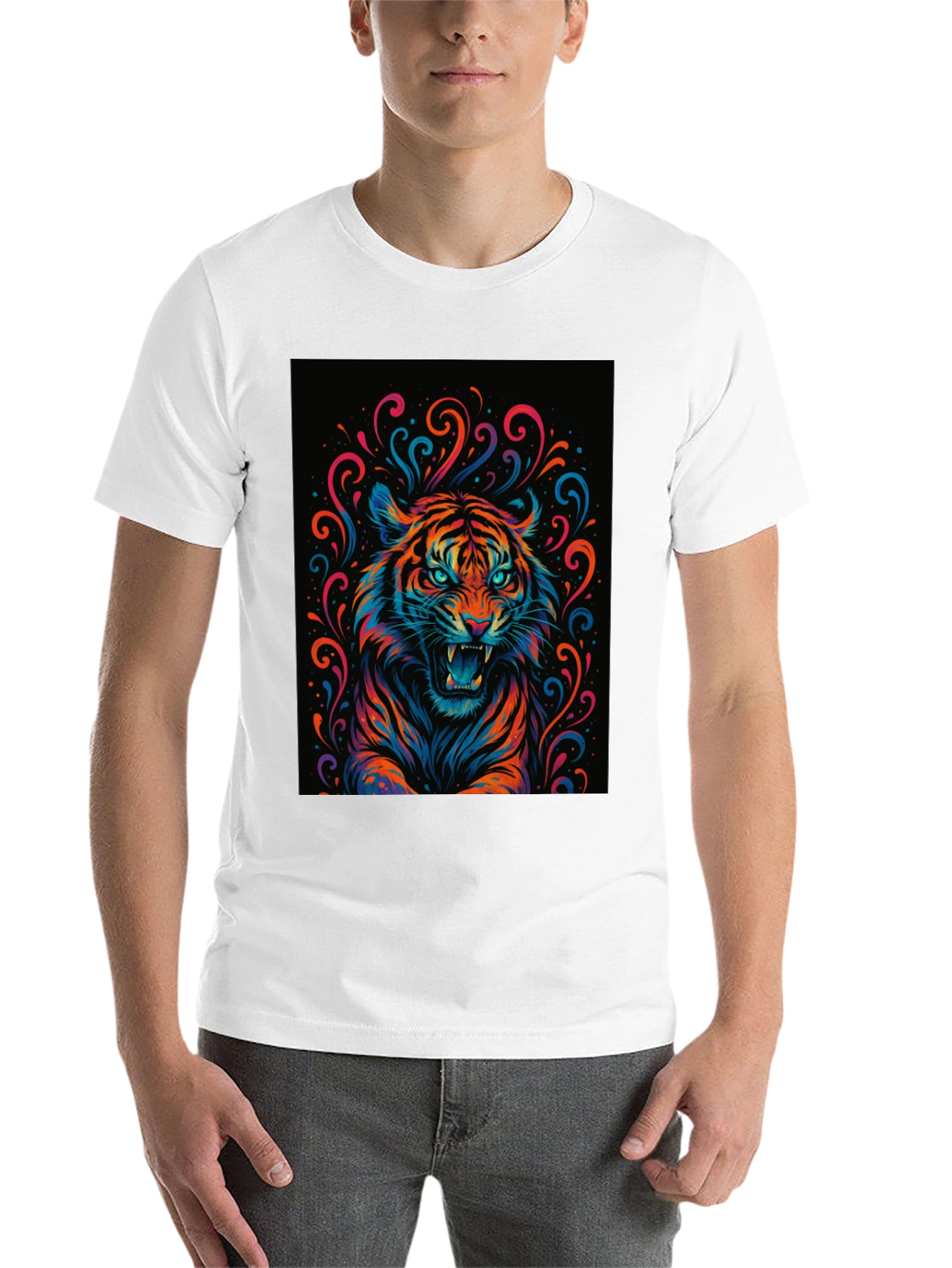 Black Vibrant Tiger Graphic Tee - Bold Statement Shirt view 14