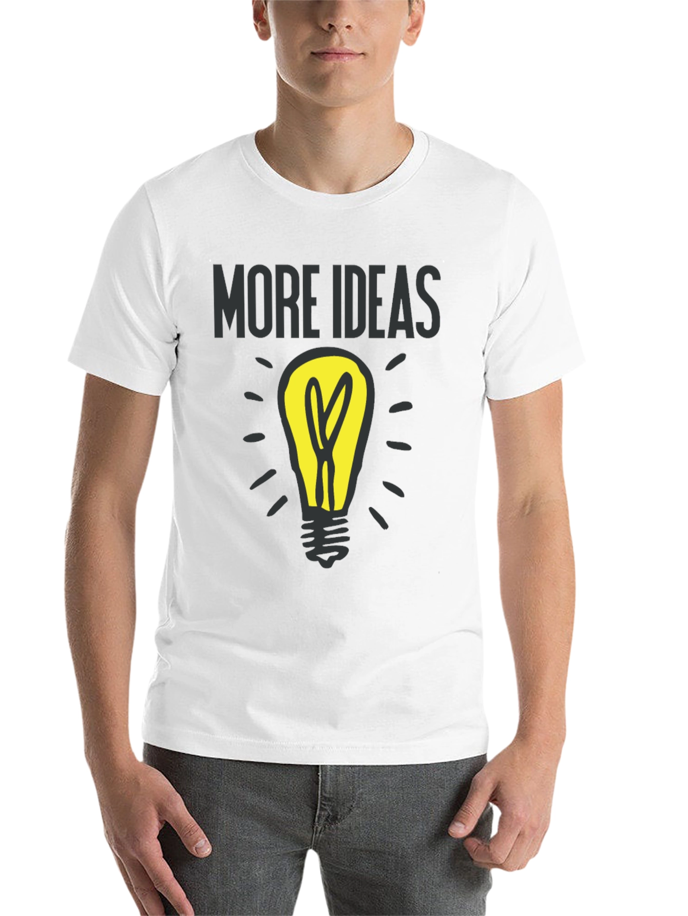 Black More Ideas Light Bulb Graphic T-Shirt view 14