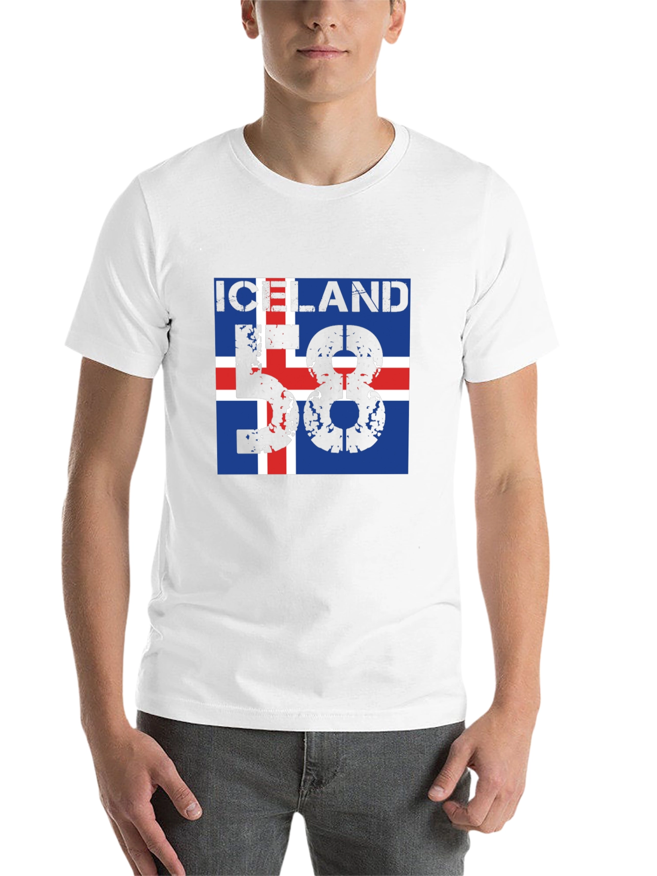 Iceland Flag Graphic T-Shirt - Black - 14