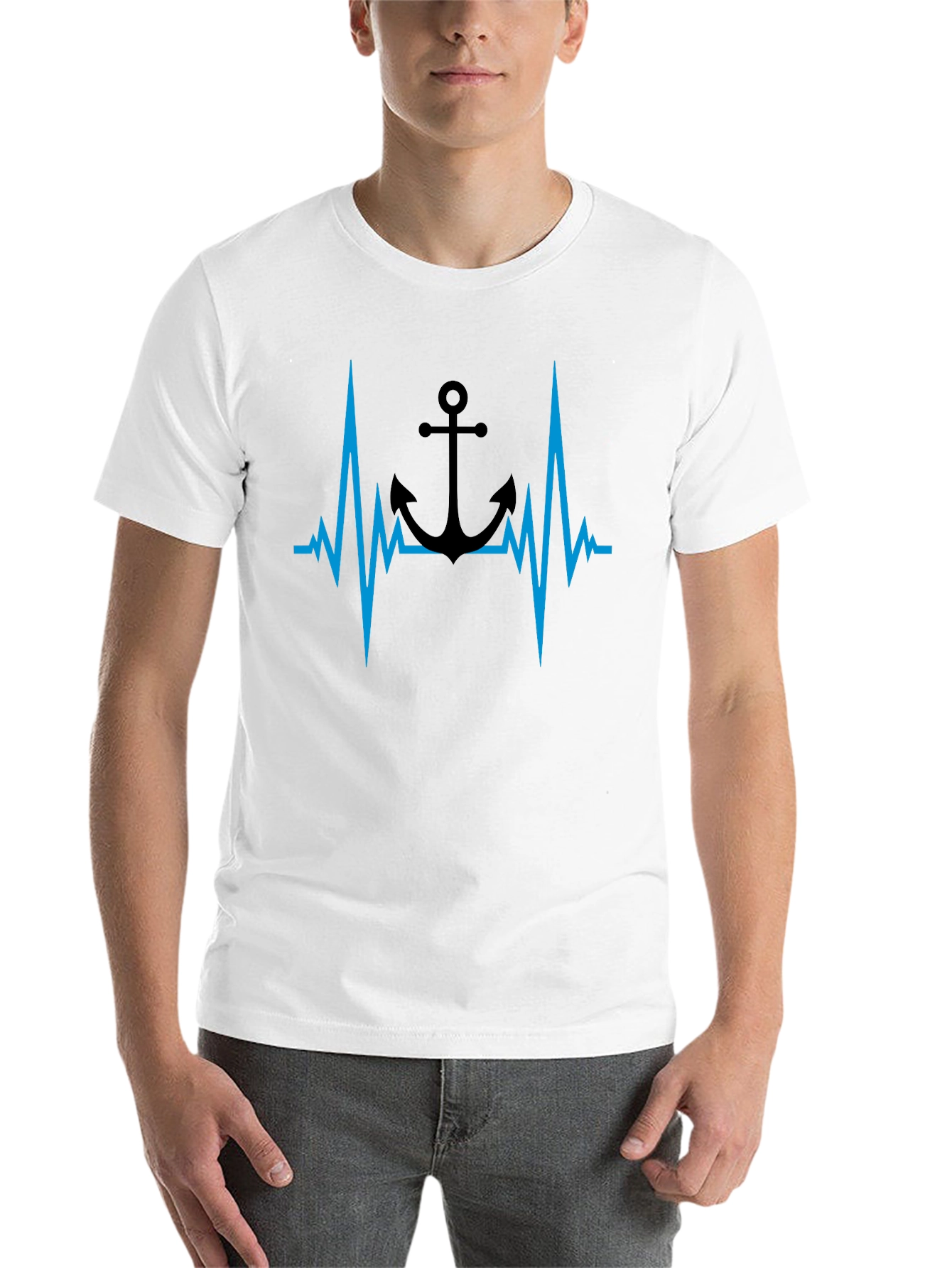 Black Anchor Heartbeat Graphic Tee view 14