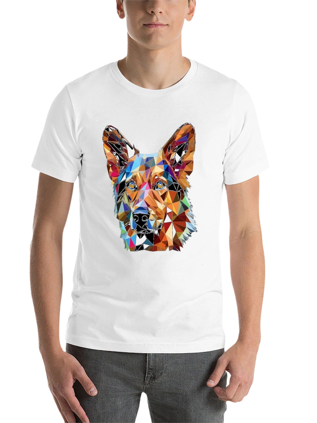 Black Geometric Dog T-Shirt - Artistic Graphic Tee view 14