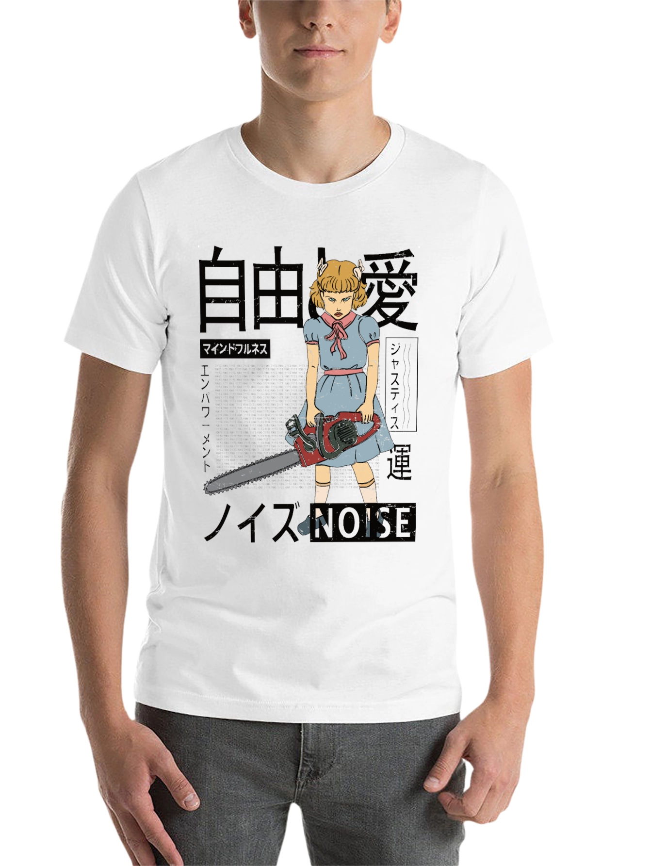 Black Horror Chainsaw Girl T-Shirt view 14
