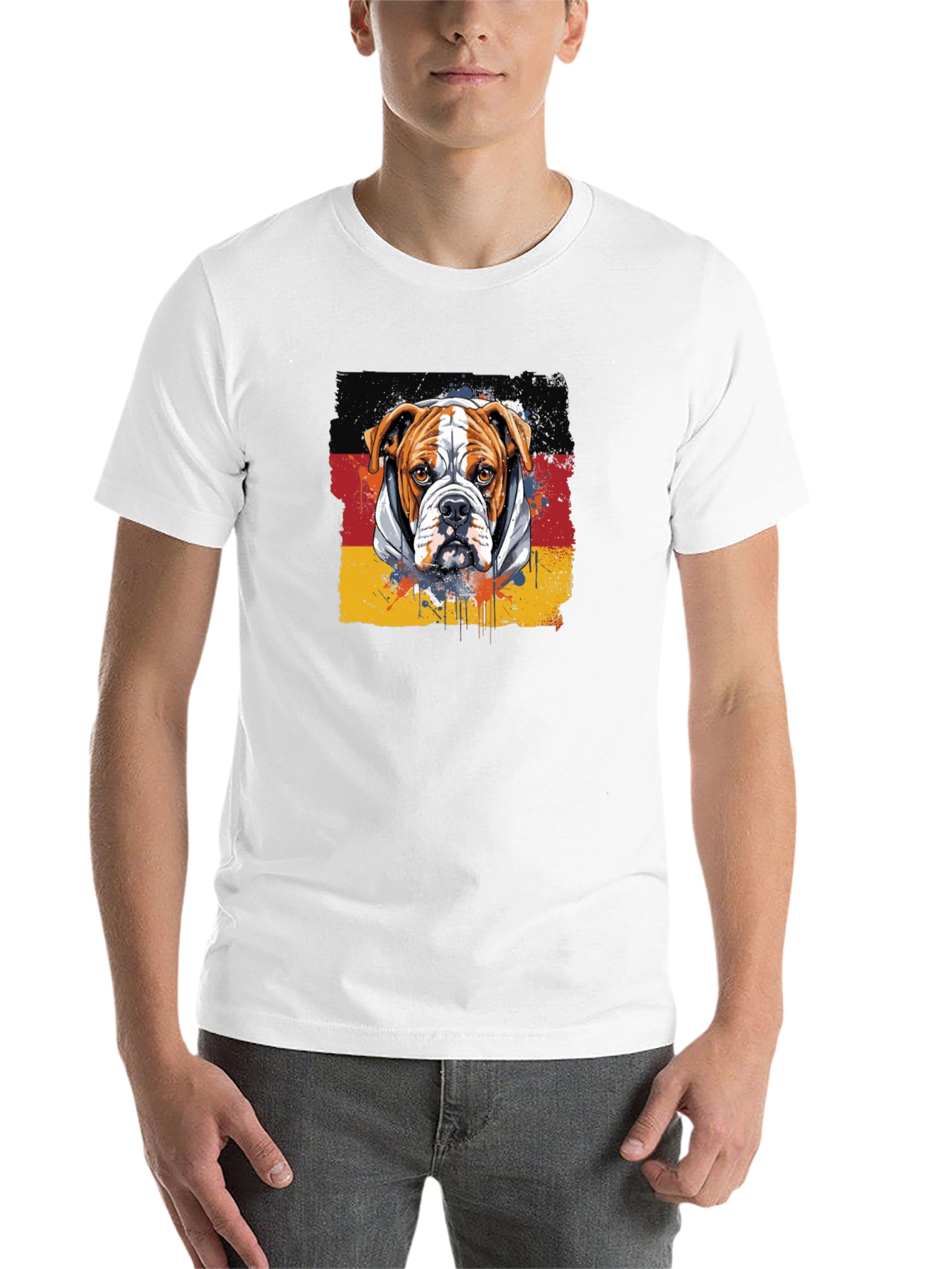 Black Bulldog Germany Flag Graphic T-Shirt view 14
