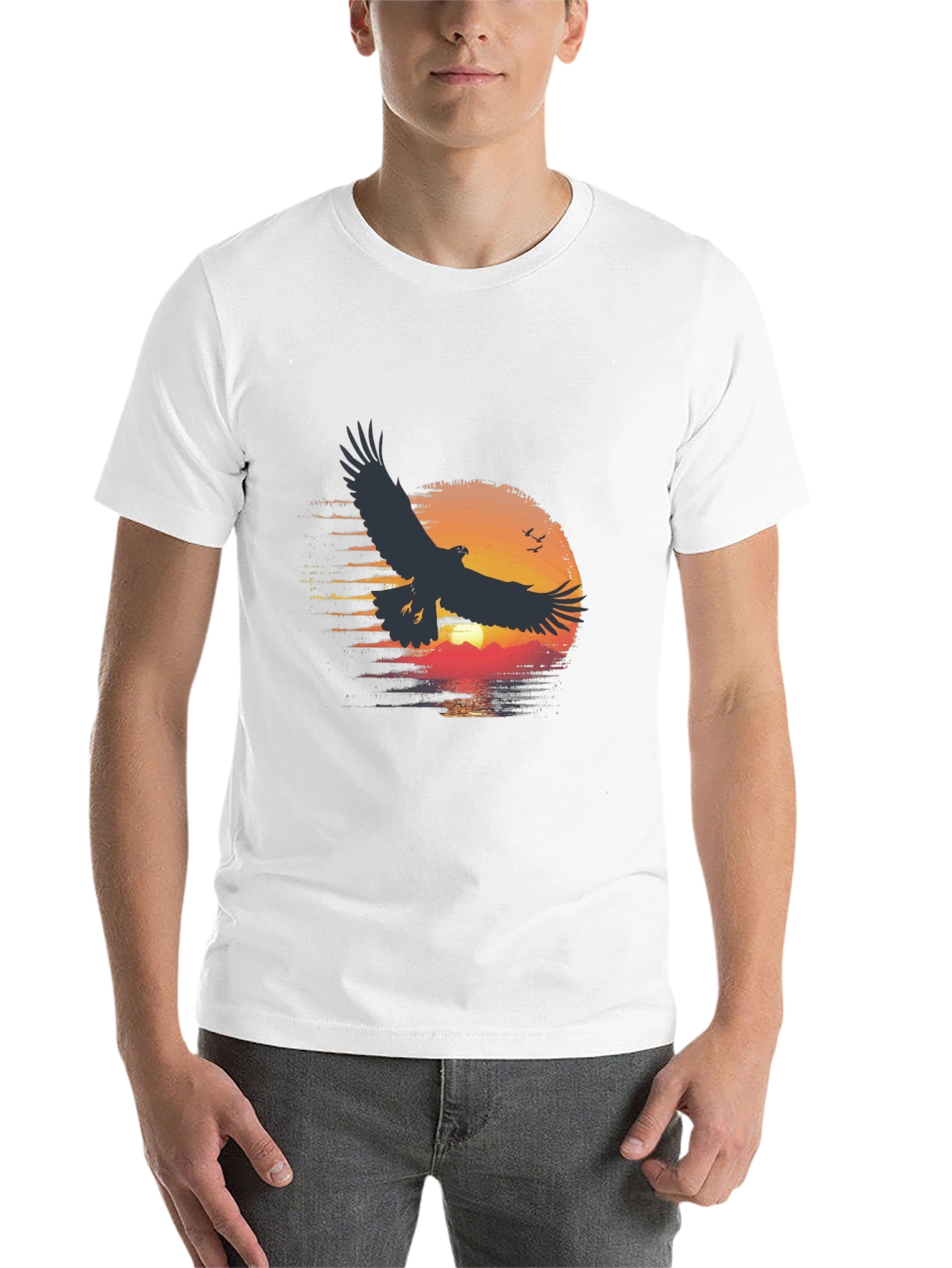 Black Eagle Sunset Graphic Tee - Black Cotton Blend view 14