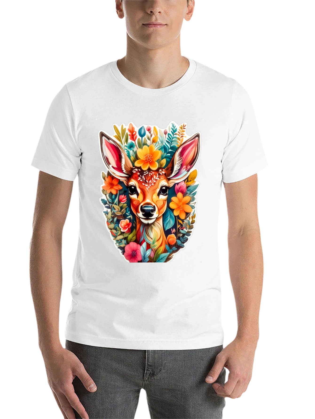 Black Deer & Floral Graphic Tee - Stylish Comfort view 14