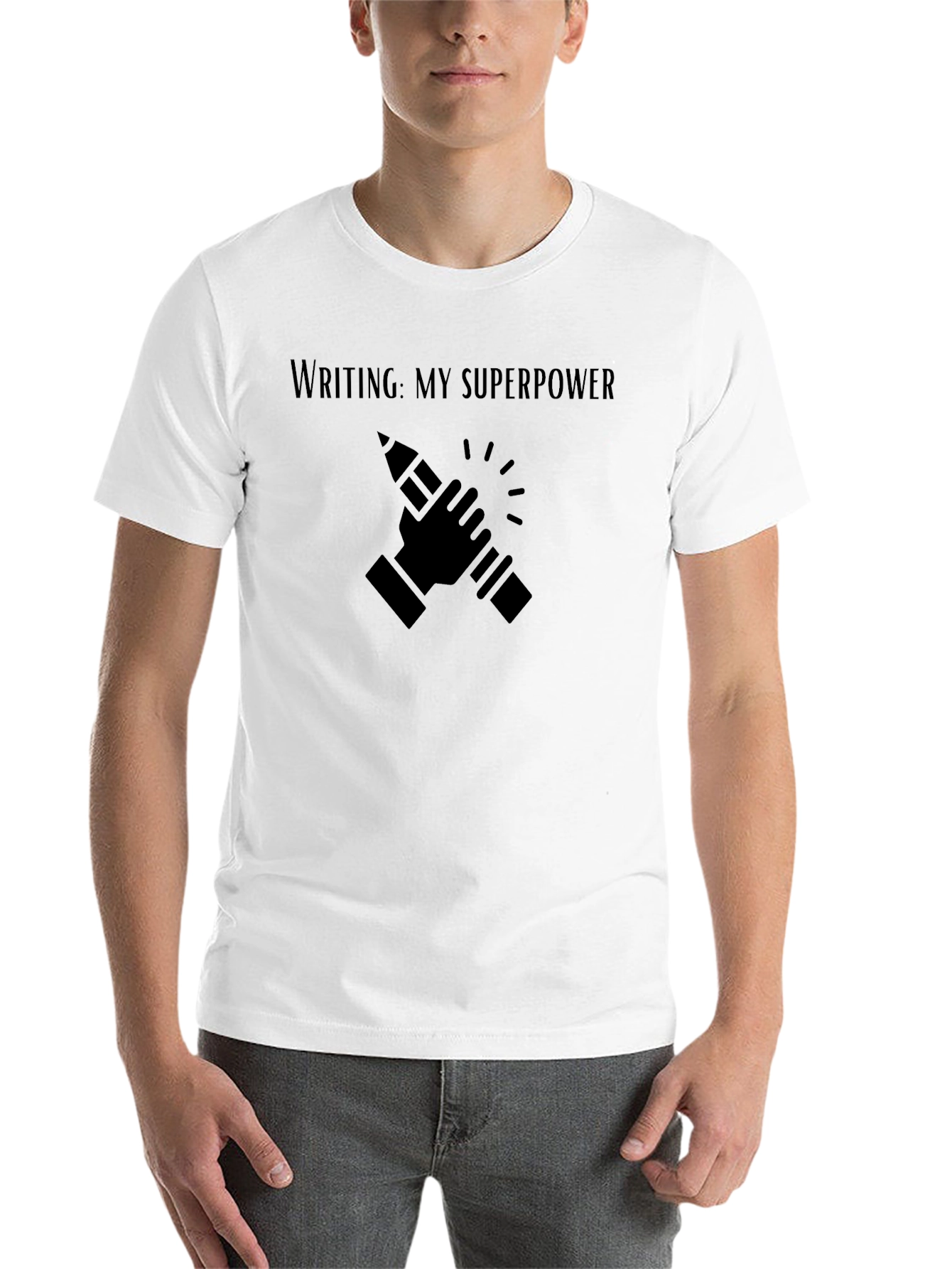 Black Writing Superpower Black T-Shirt view 14