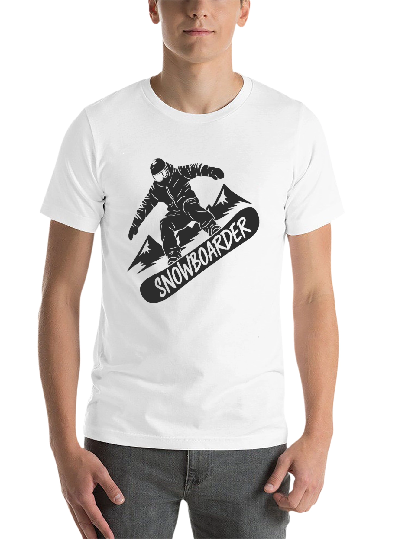 Black Snowboarder Graphic Tee - Black Cotton Comfort view 14