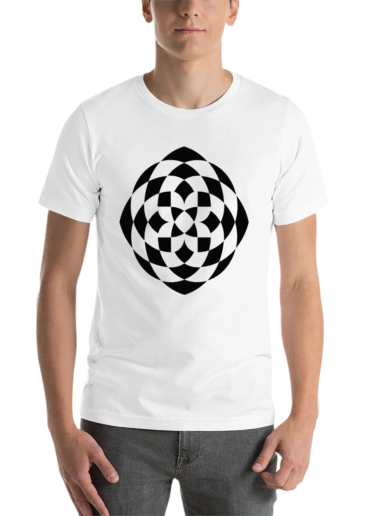 Black Abstract Geometric Pattern Black T-Shirt view 14