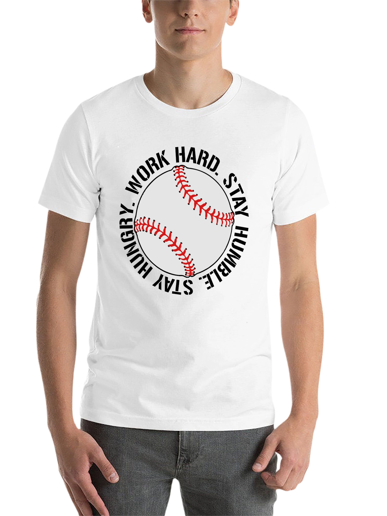 Black Baseball Graphic T-Shirt - Work Hard, Stay Humble view 14