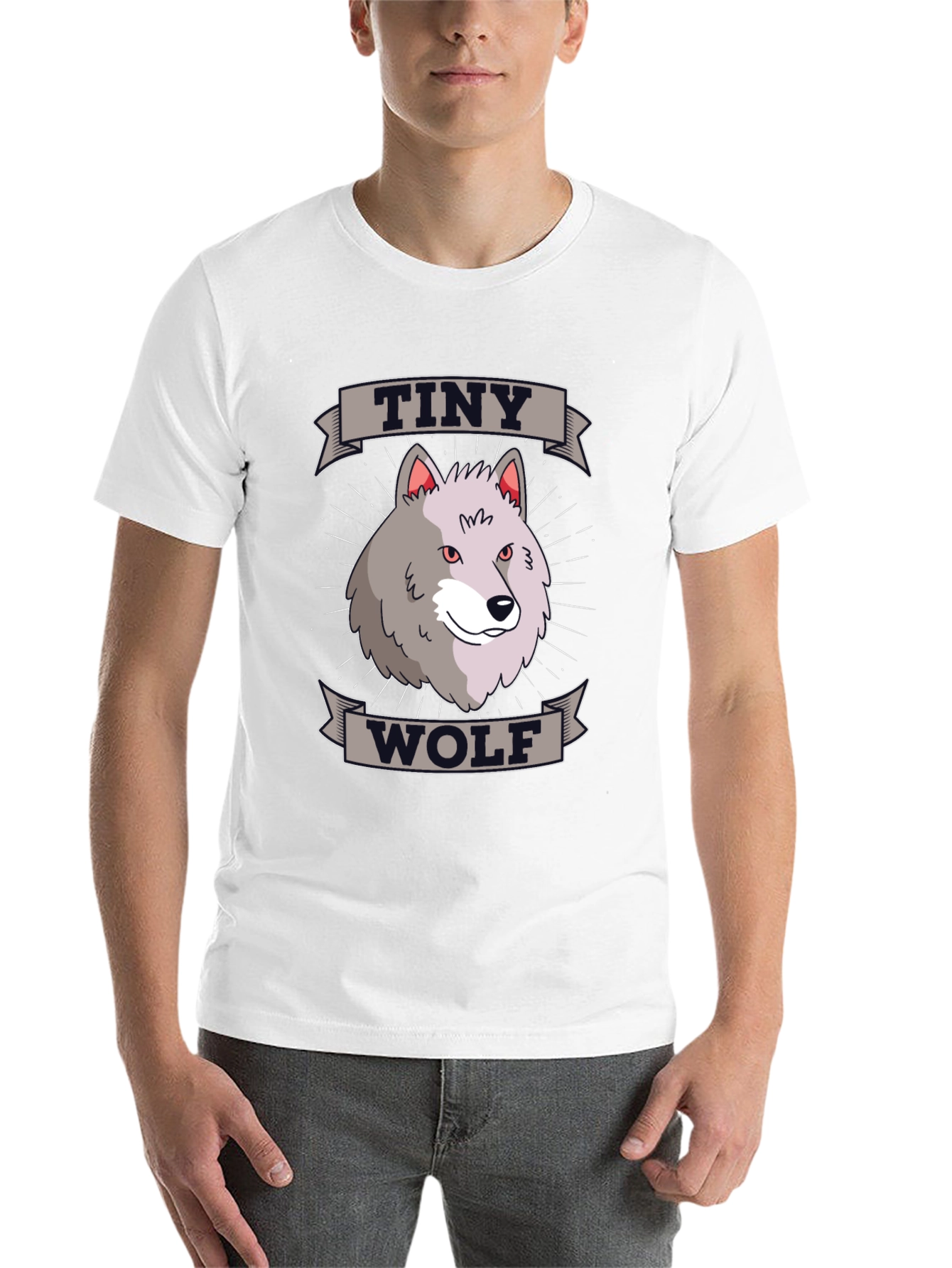 Black Tiny Wolf Graphic T-Shirt - Black Cotton Blend Tee view 14
