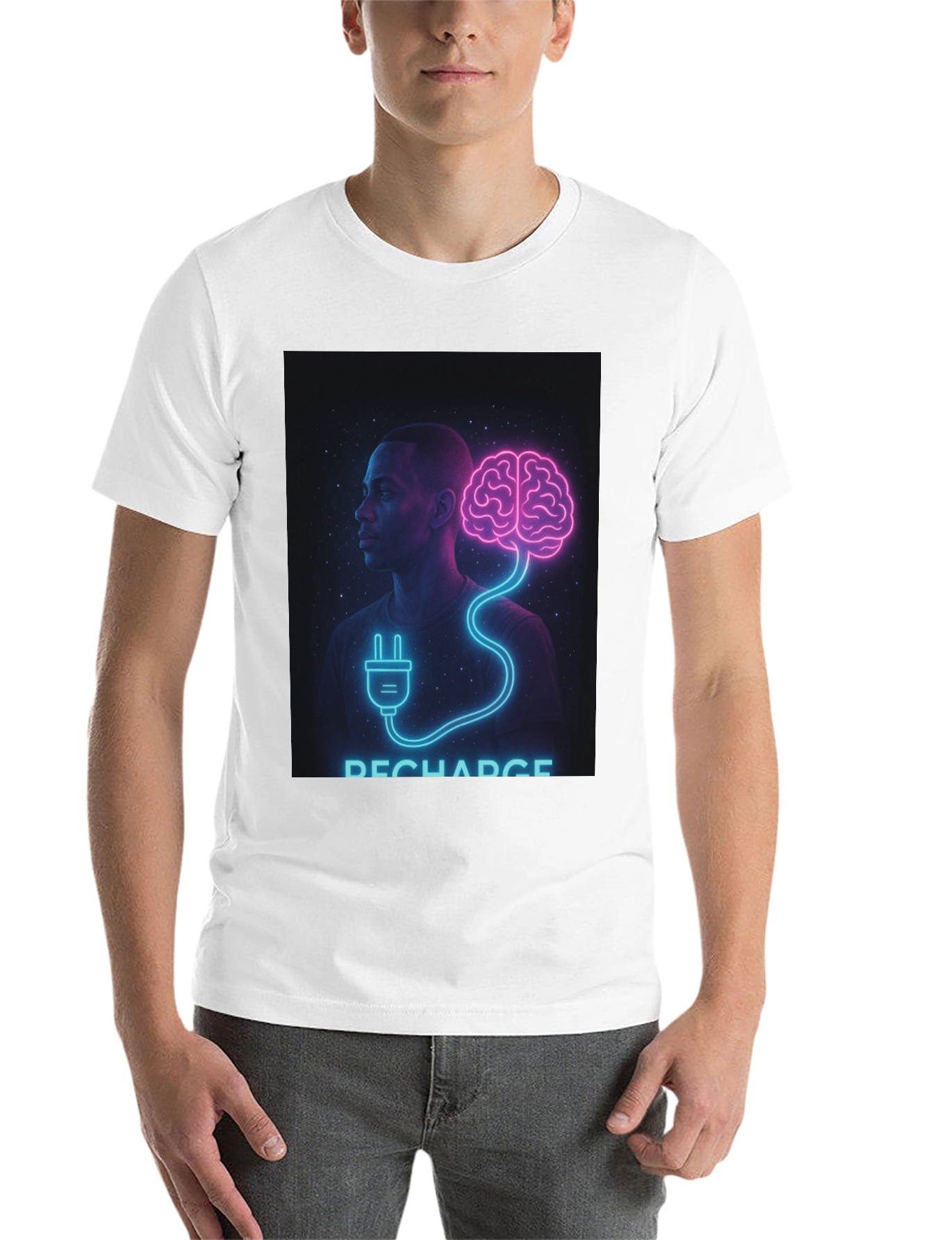 Black Recharge Brain Graphic Tee - Black Crew Neck view 14