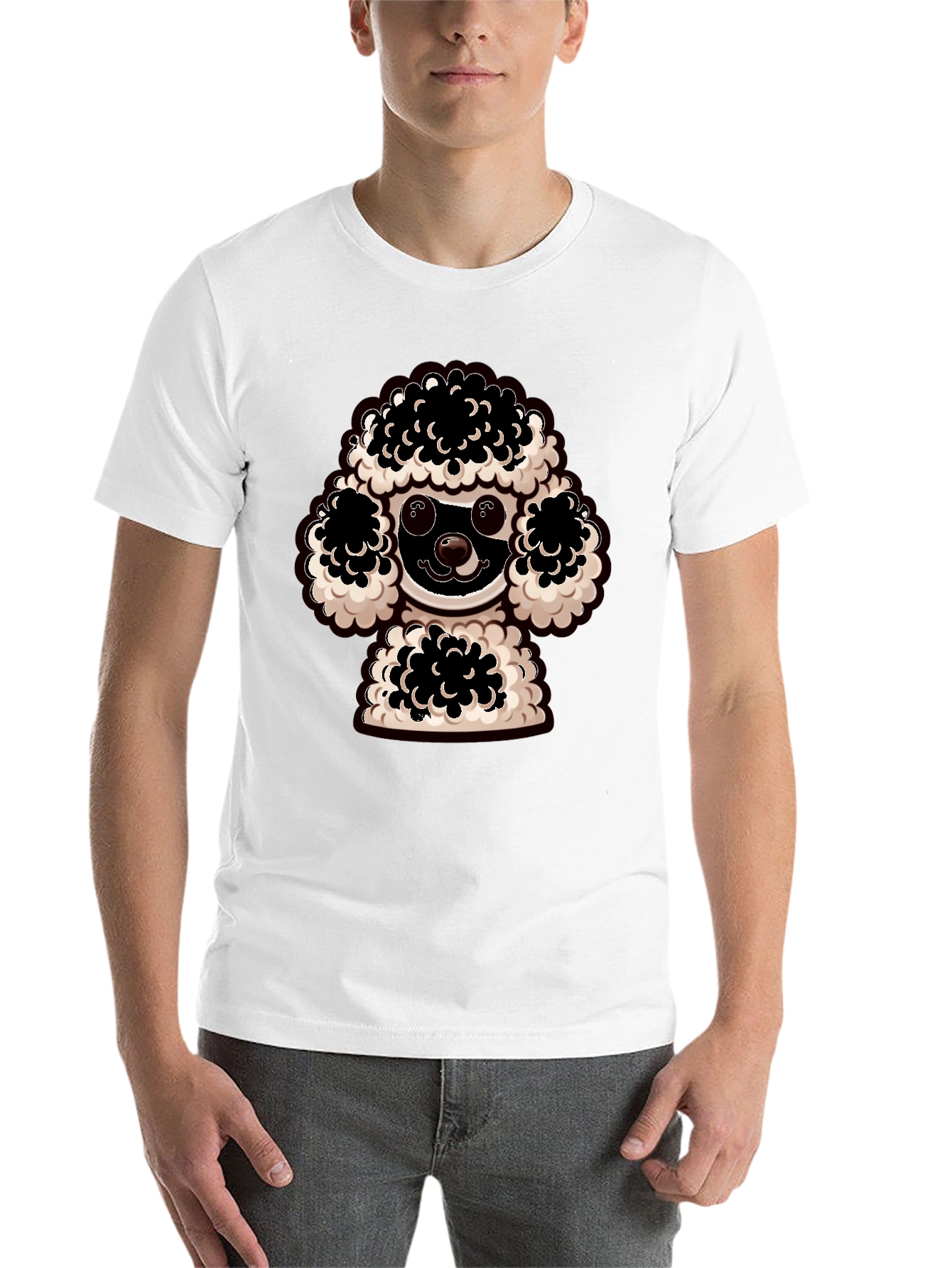Black Poodle Graphic Tee - Black Cotton Comfort view 14