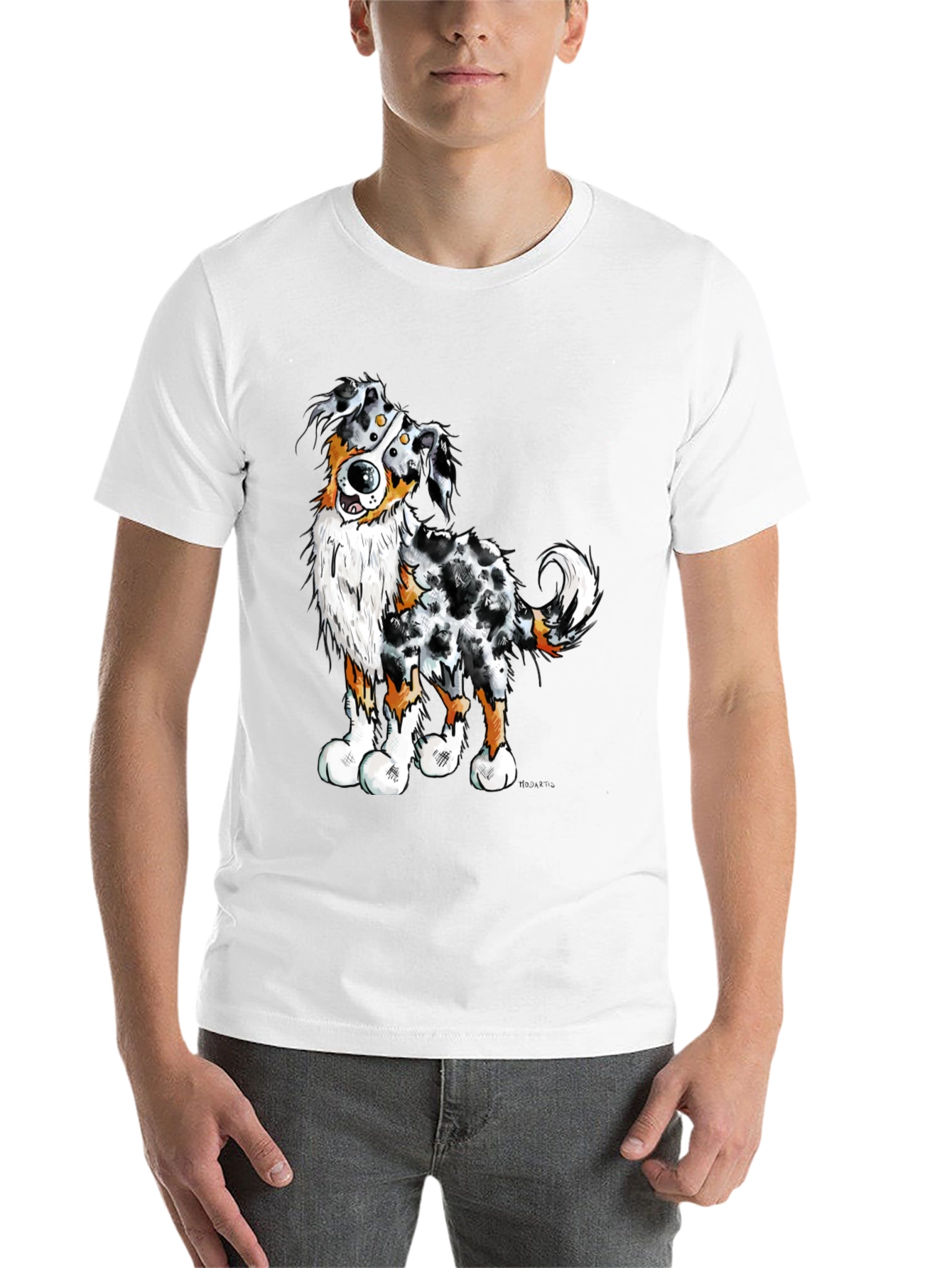 Black Cartoon Aussie Dog Graphic T-Shirt view 14