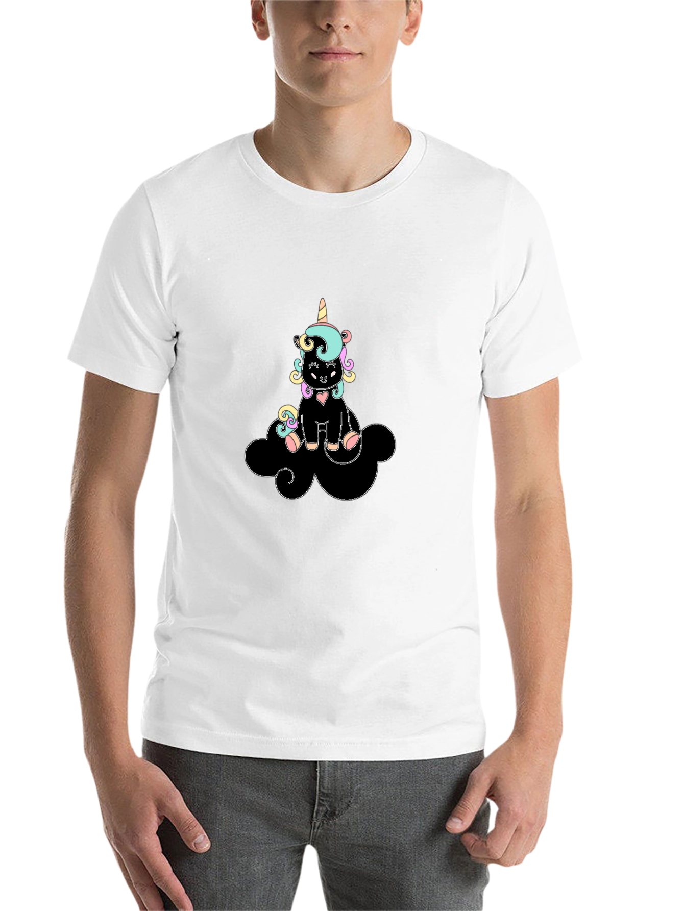 Black Unicorn Cloud Graphic Tee - Black Cotton Comfort view 14