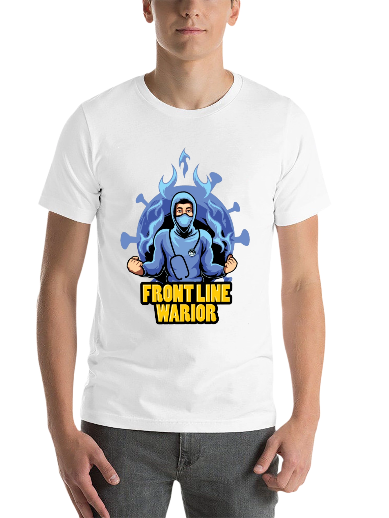 Black Front Line Warrior T-Shirt - Unisex Design view 14