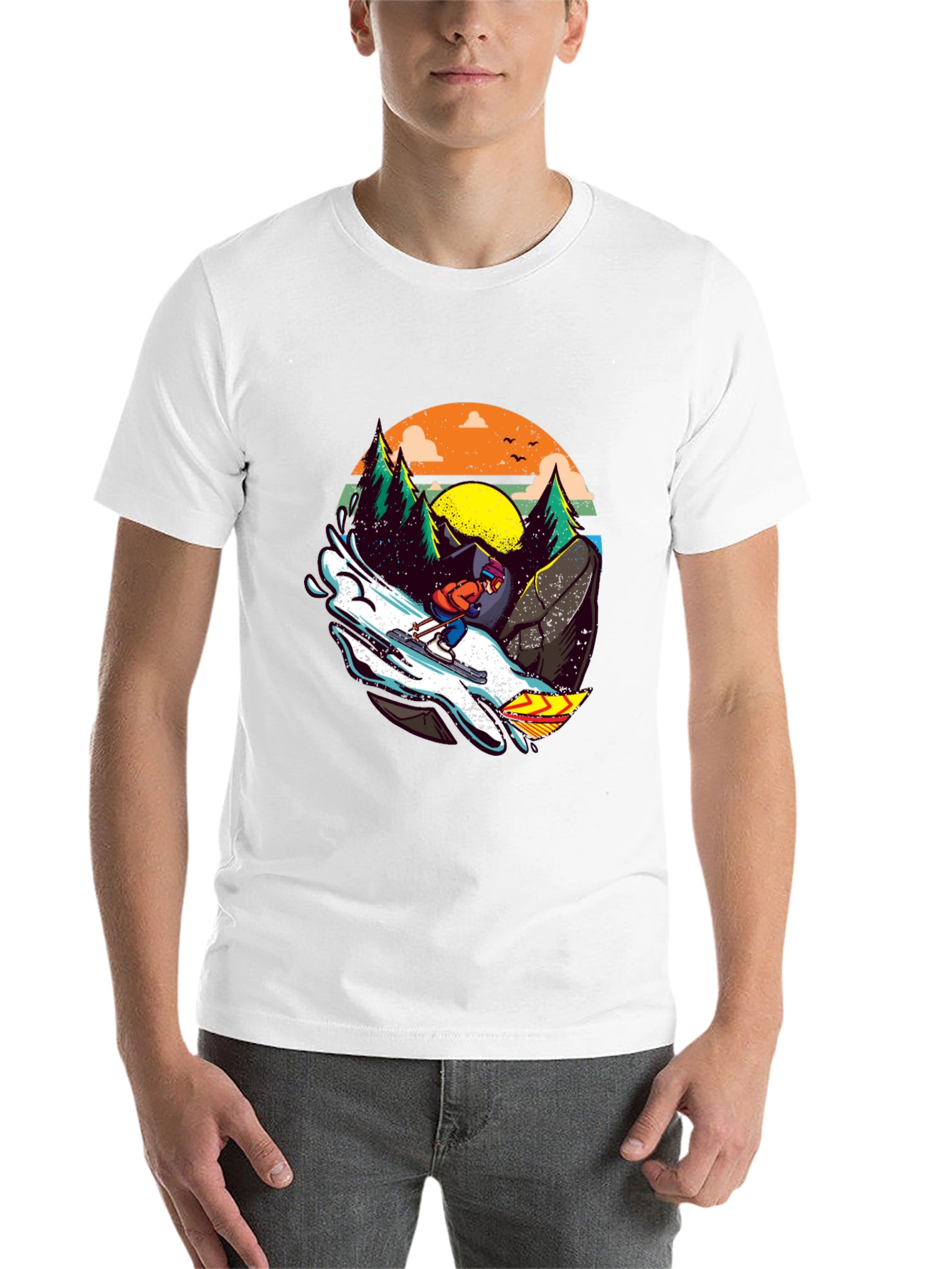 Black Skiing Adventure Graphic Tee view 14