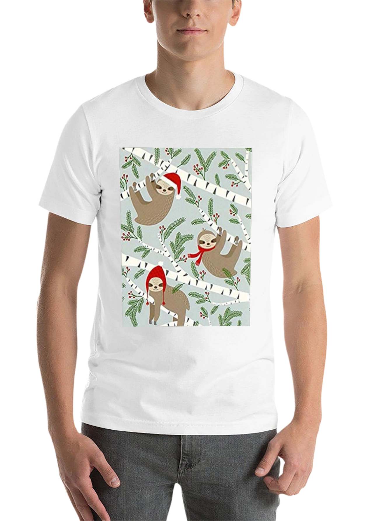 Black Festive Sloth Christmas T-Shirt view 14