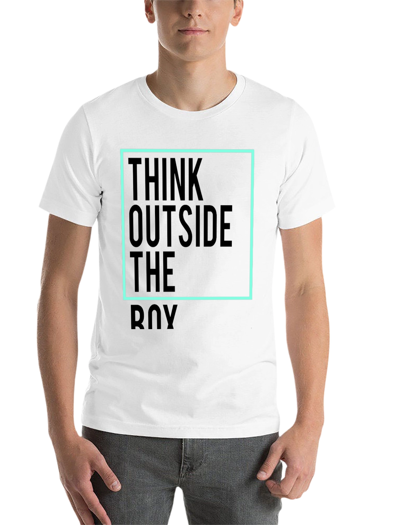 Black Think Outside The Box Tee - Unisex Black Cotton T-Shirt view 14