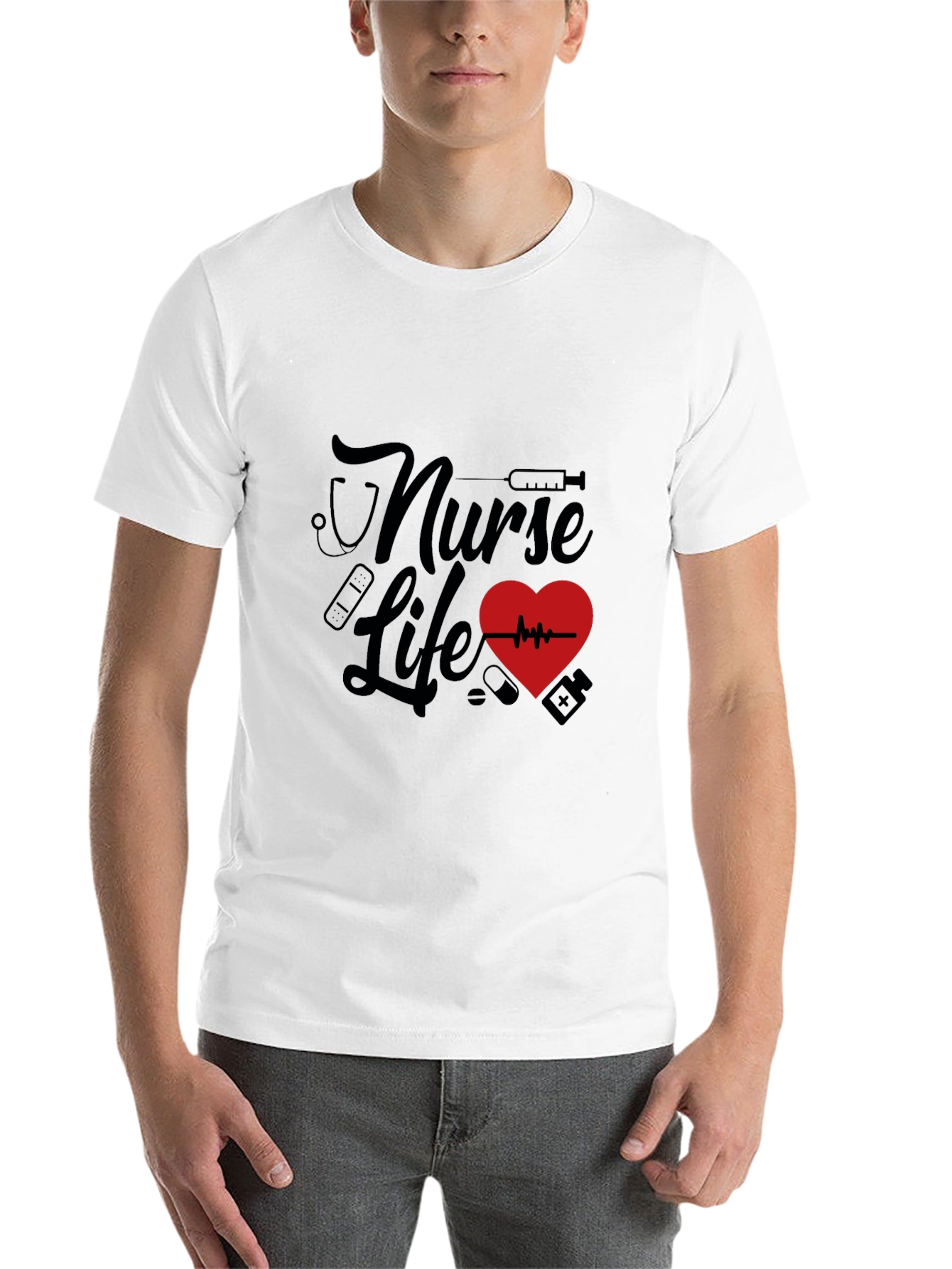 Black Nurse Life Graphic Tee - Black Crew Neck Shirt view 14