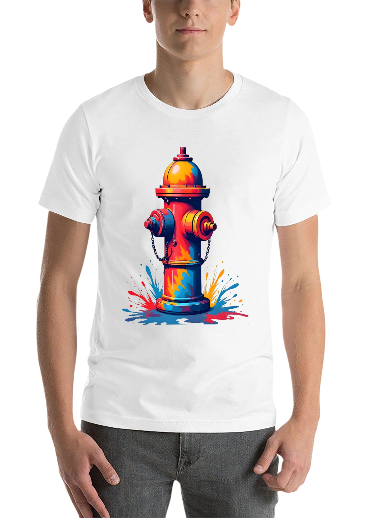 Black Colorful Fire Hydrant Graphic Tee view 14