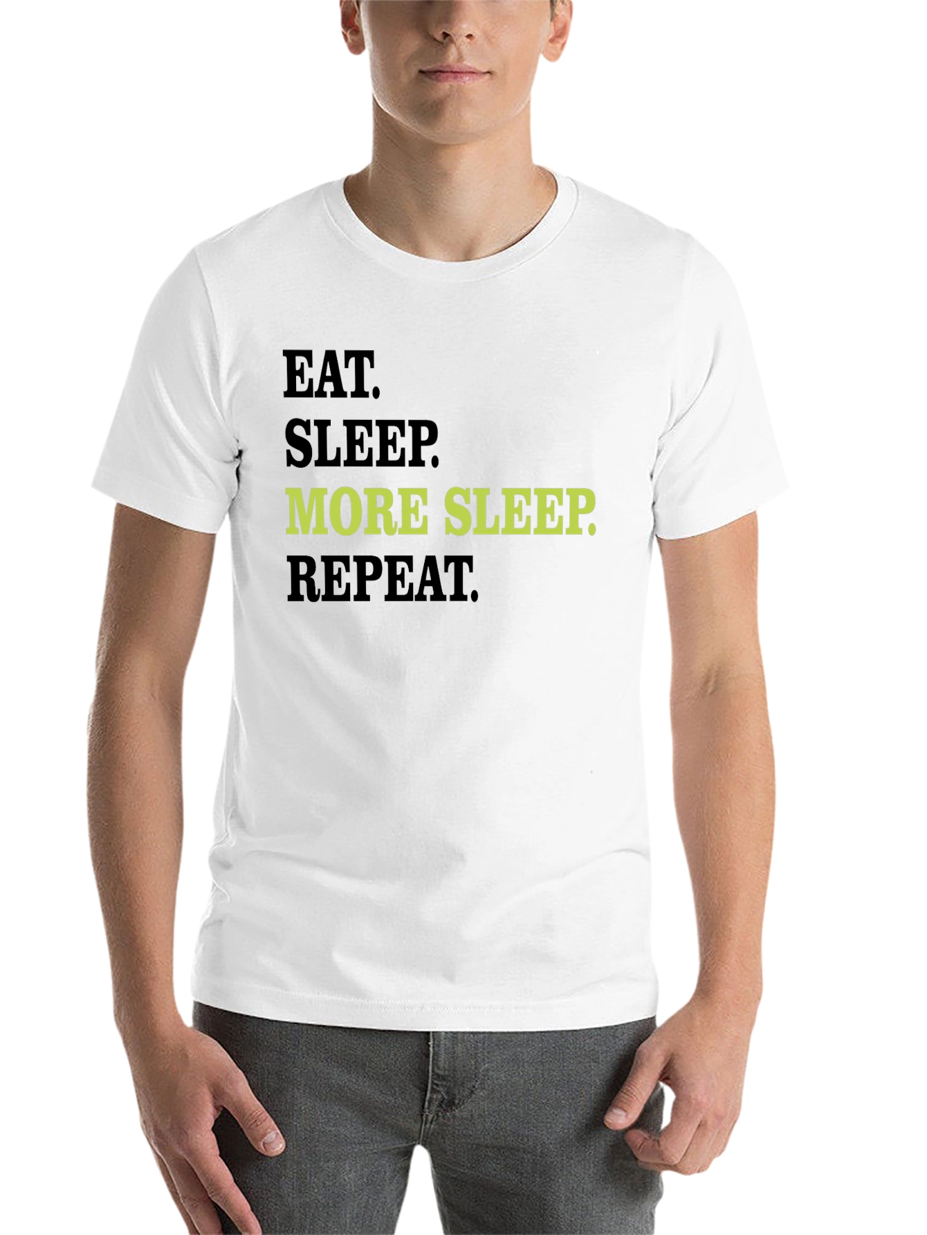 Black Eat Sleep More Sleep Repeat Graphic Tee view 14