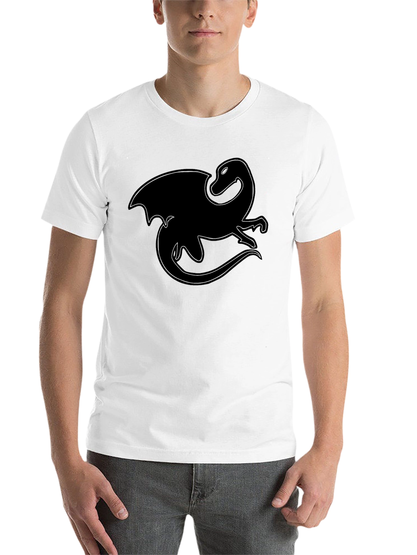 Black Dragon Outline Black T-Shirt view 14