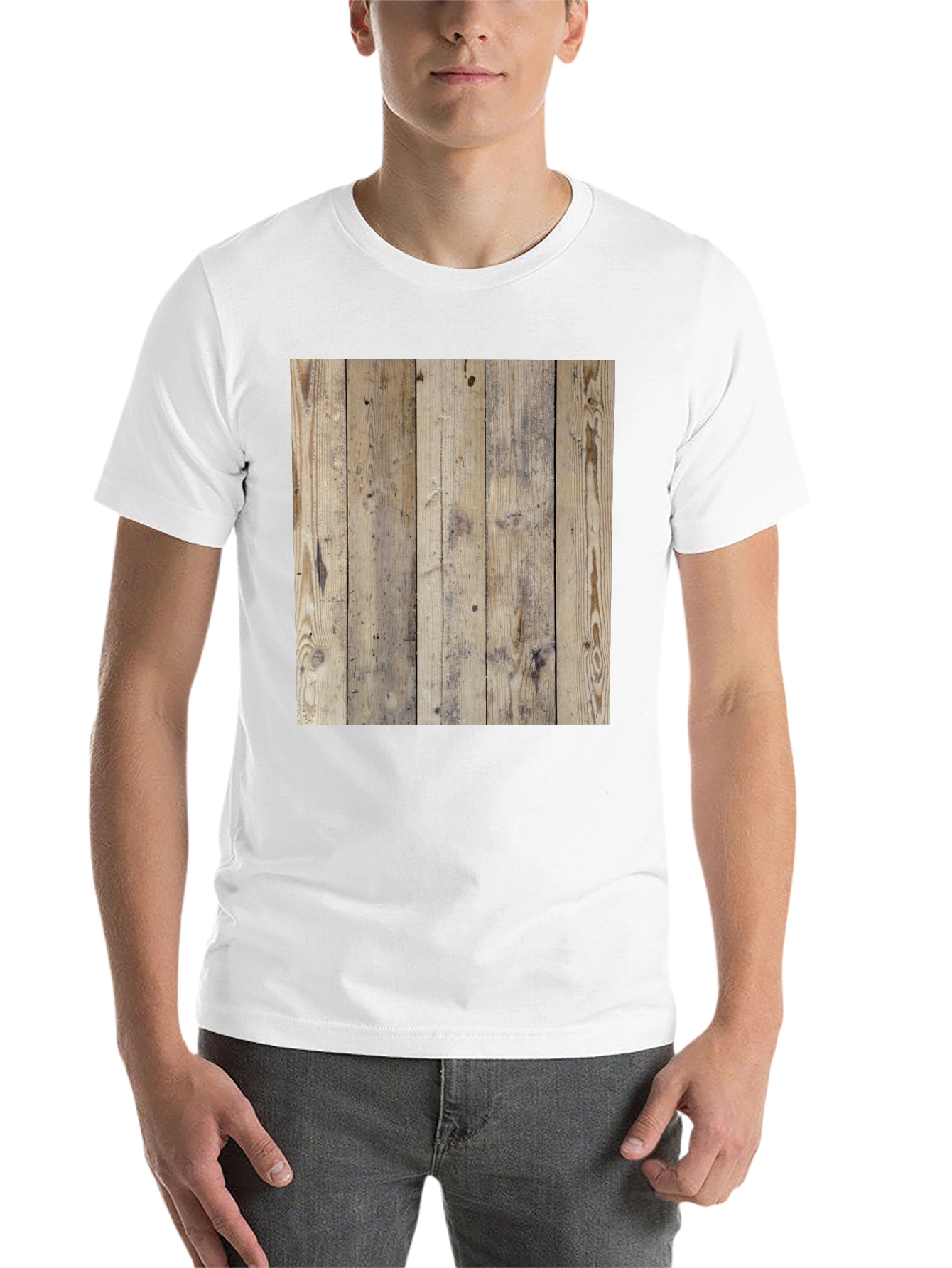Wood Texture Graphic Tee - Casual Style Black T-Shirt - 14