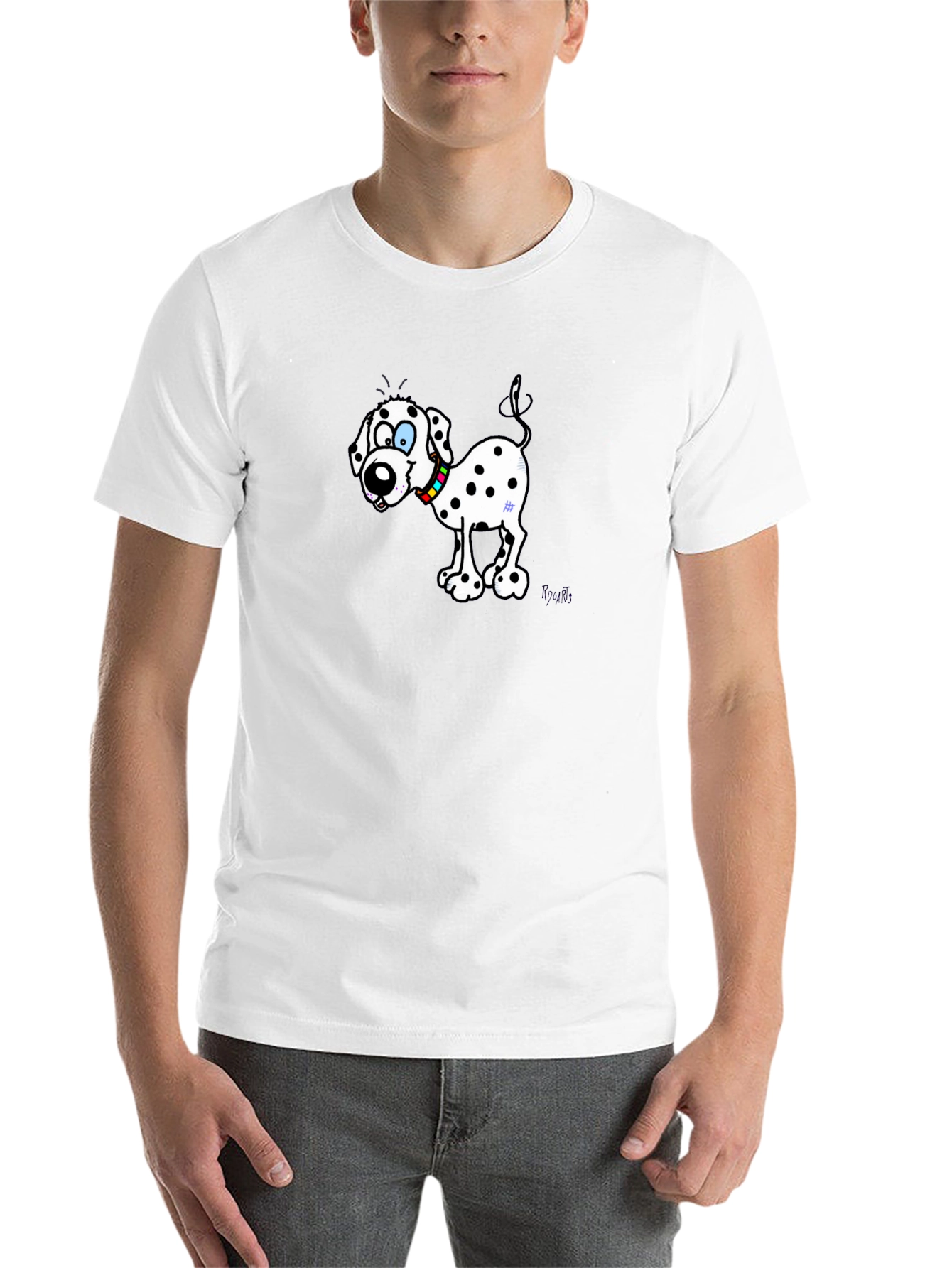 Black Dalmatian Cartoon Dog Black T-Shirt view 14