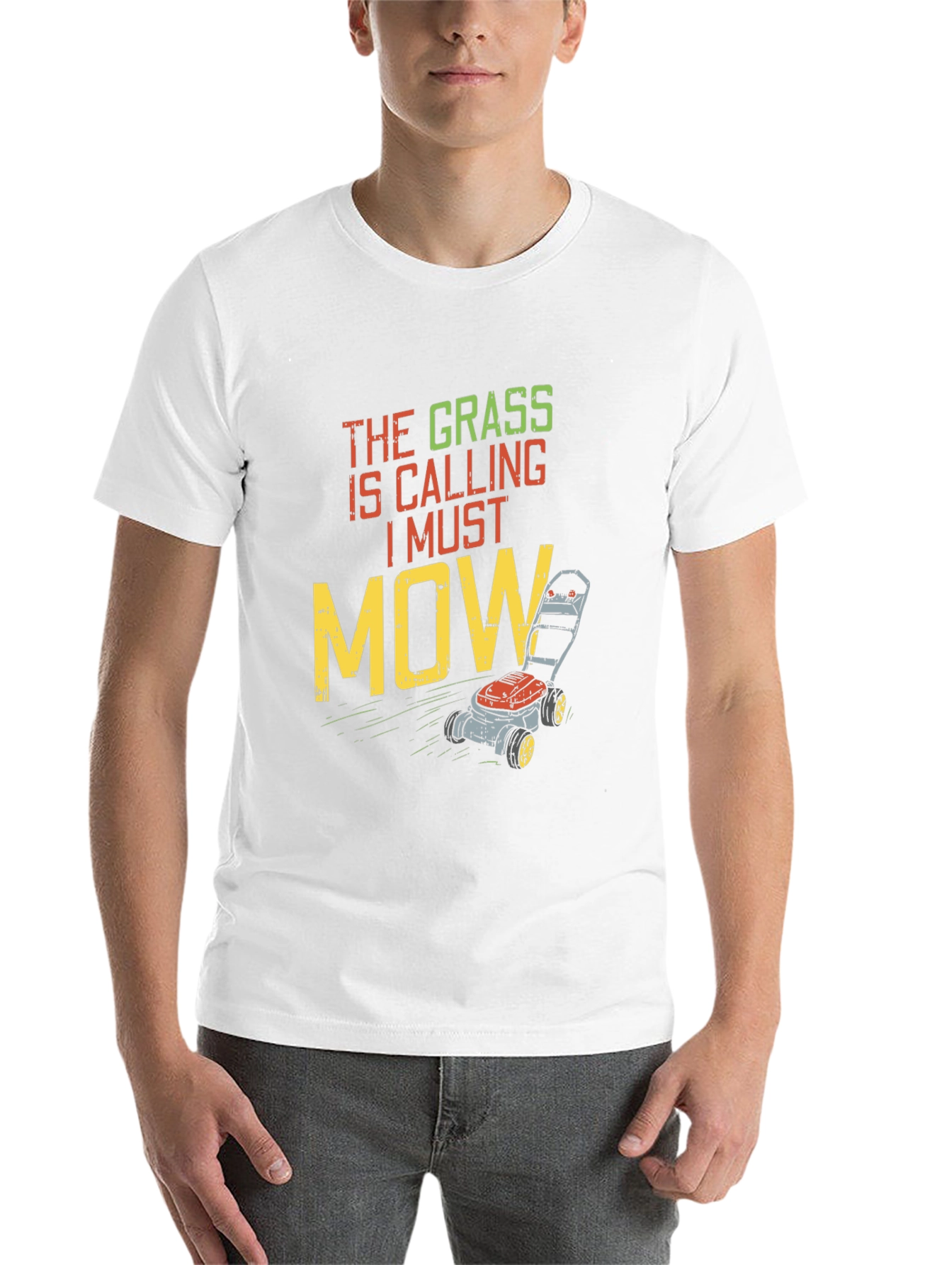 Black The Grass is Calling Funny Lawn Mowing T-Shirt view 14